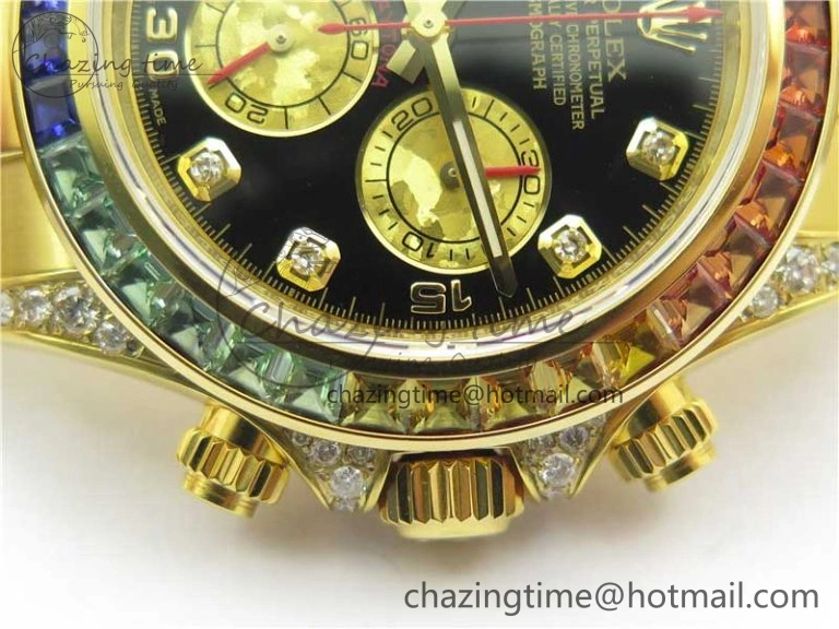 Daytona 116598 Wrapped YG Case and Bracelet WWF 1:1 Best Edition YG Dial Real Diamond Markers On YG Bracelet SA4130