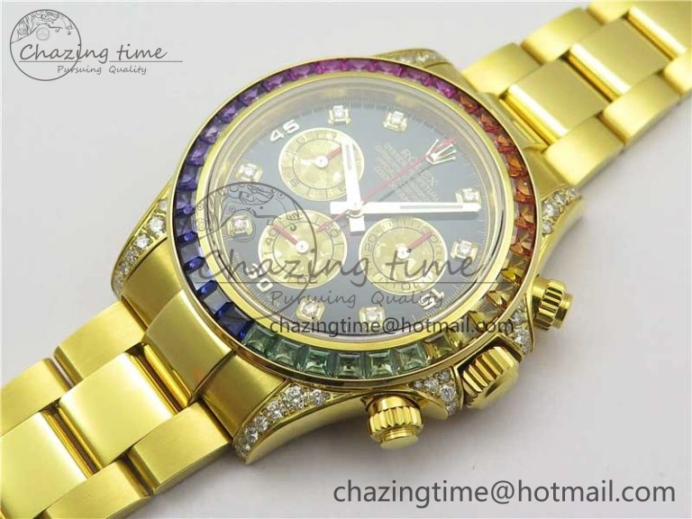 Daytona 116598 Wrapped YG Case and Bracelet WWF 1:1 Best Edition YG Dial Real Diamond Markers On YG Bracelet SA4130