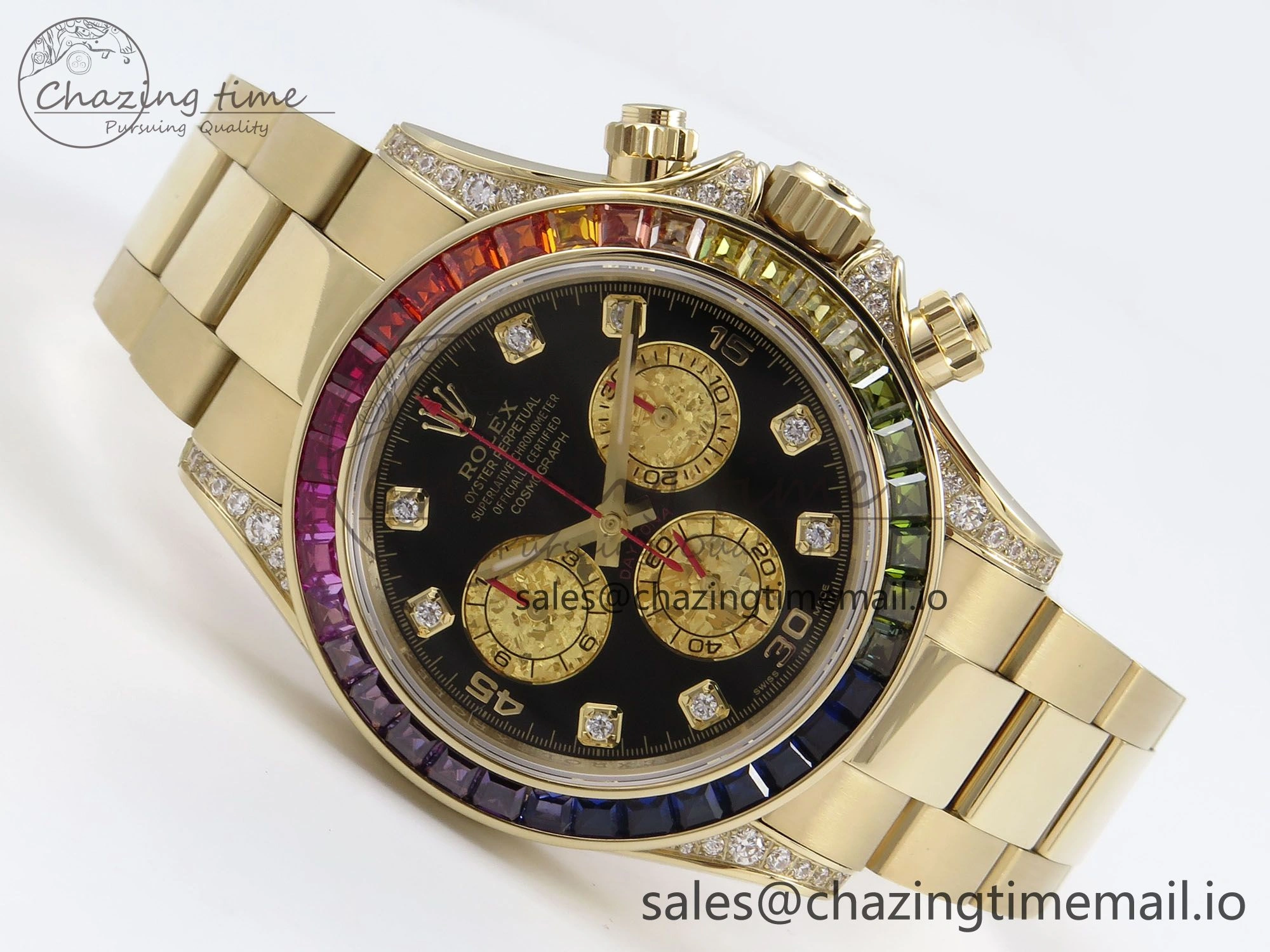 Daytona 116598RBOW Rainbow ZF 1:1 Best Edition Black Diamonds Dial on YG Bracelet SH4130