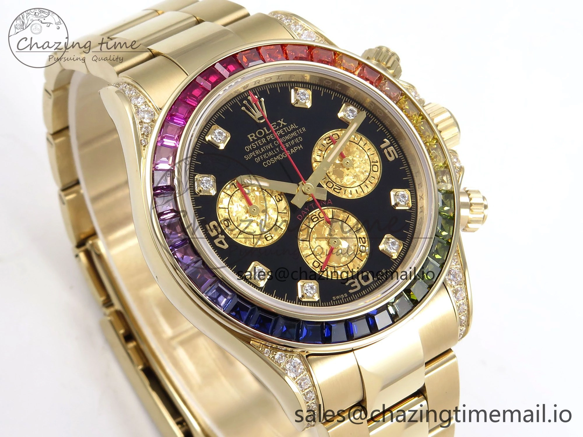 Daytona 116598RBOW Rainbow ZF 1:1 Best Edition Black Diamonds Dial on YG Bracelet SH4130