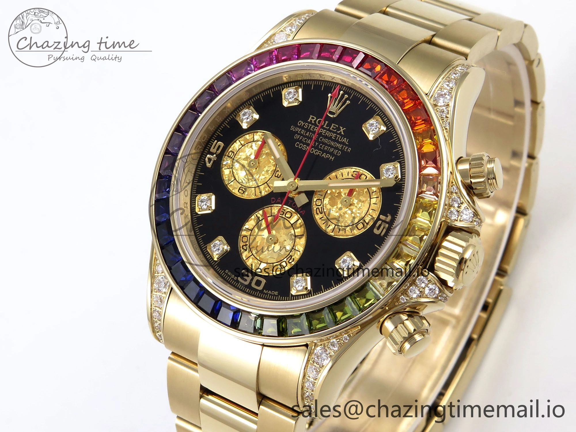 Daytona 116598RBOW Rainbow ZF 1:1 Best Edition Black Diamonds Dial on YG Bracelet SH4130