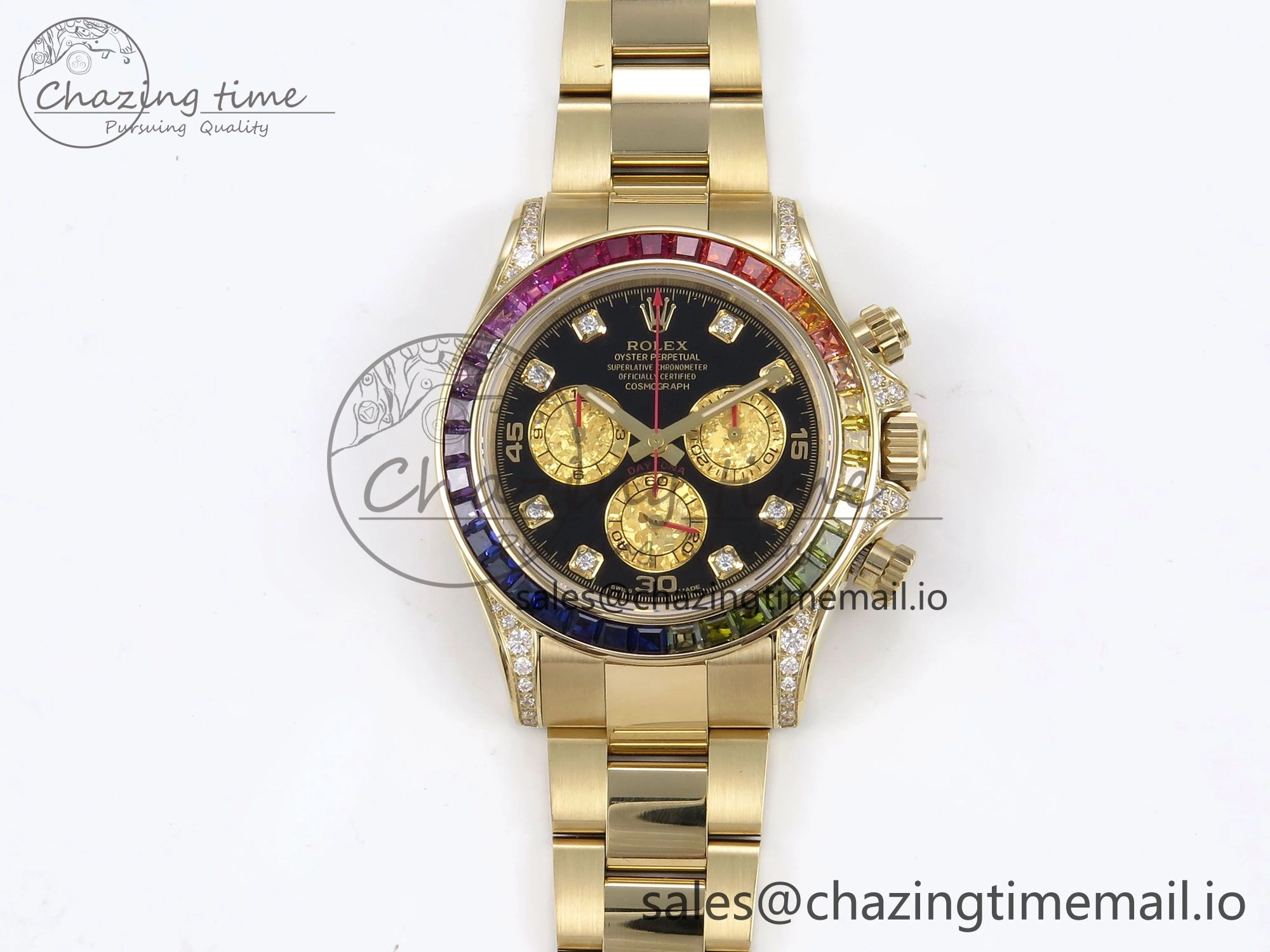 Daytona 116598RBOW Rainbow ZF 1:1 Best Edition Black Diamonds Dial on YG Bracelet SH4130