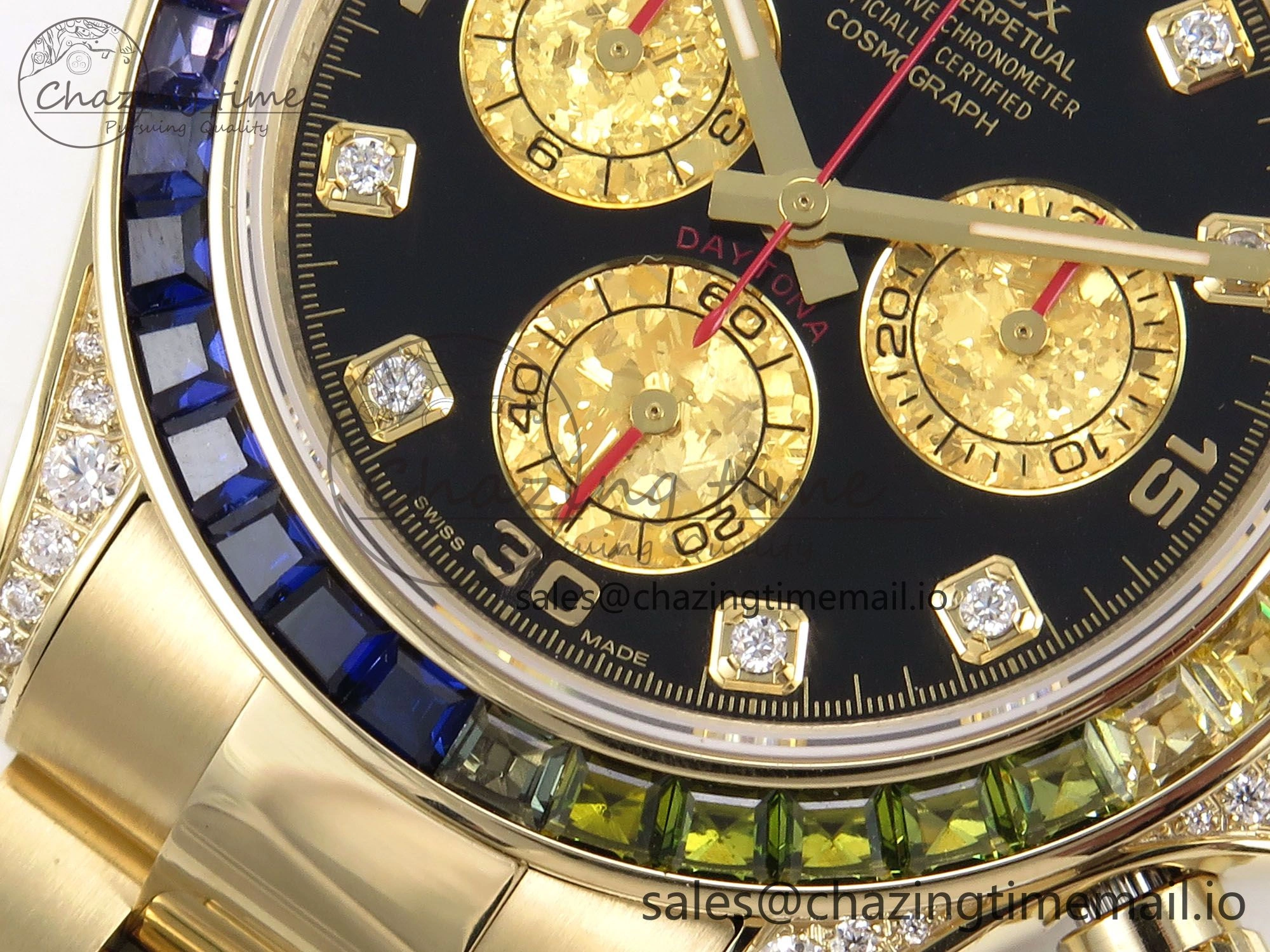 Daytona 116598RBOW Rainbow ZF 1:1 Best Edition Black Diamonds Dial on YG Bracelet SH4130