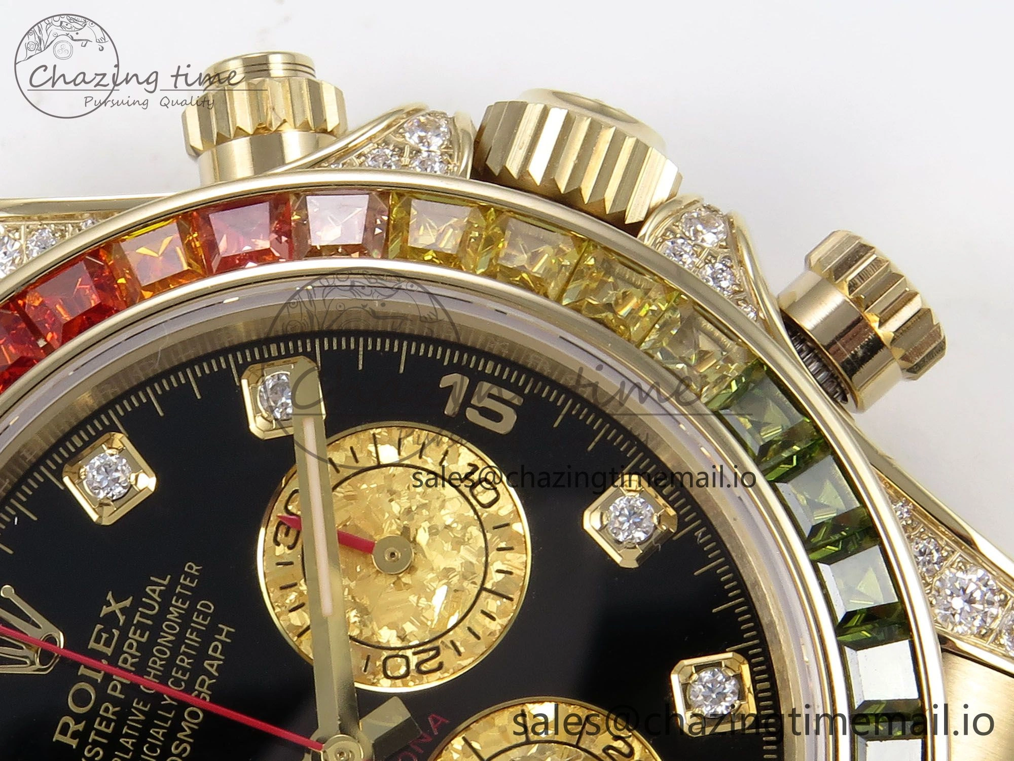 Daytona 116598RBOW Rainbow ZF 1:1 Best Edition Black Diamonds Dial on YG Bracelet SH4130