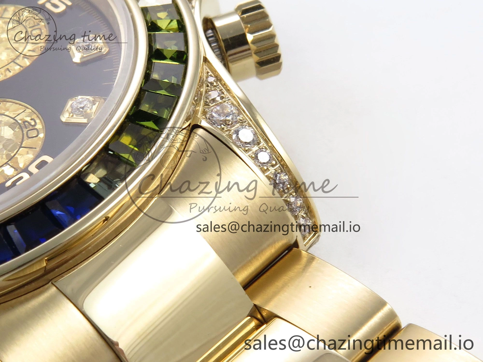 Daytona 116598RBOW Rainbow ZF 1:1 Best Edition Black Diamonds Dial on YG Bracelet SH4130