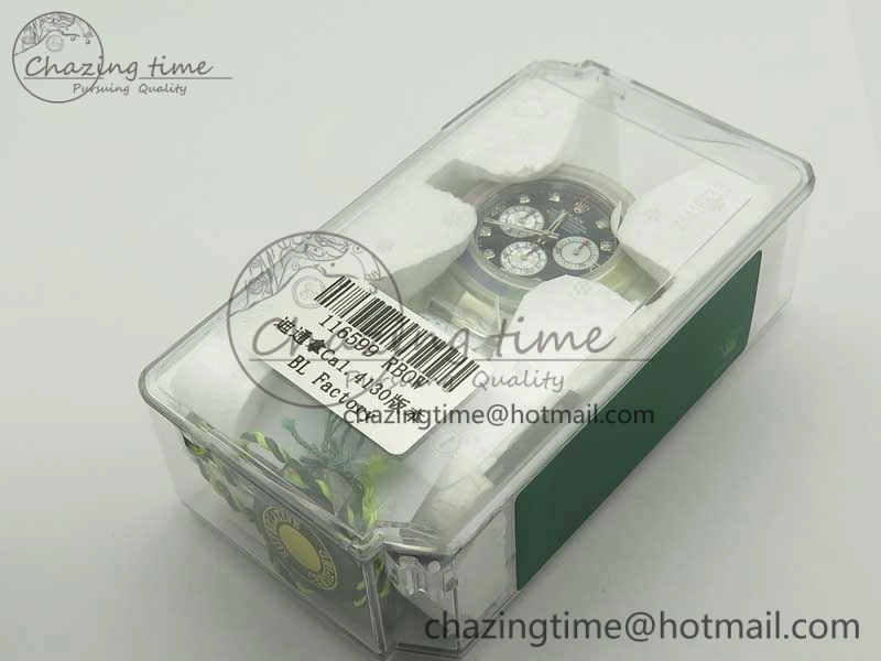 Daytona 116599RBOW SS Rainbow Crystal BLF Best Edition Black Dial on SS Bracelet A4130