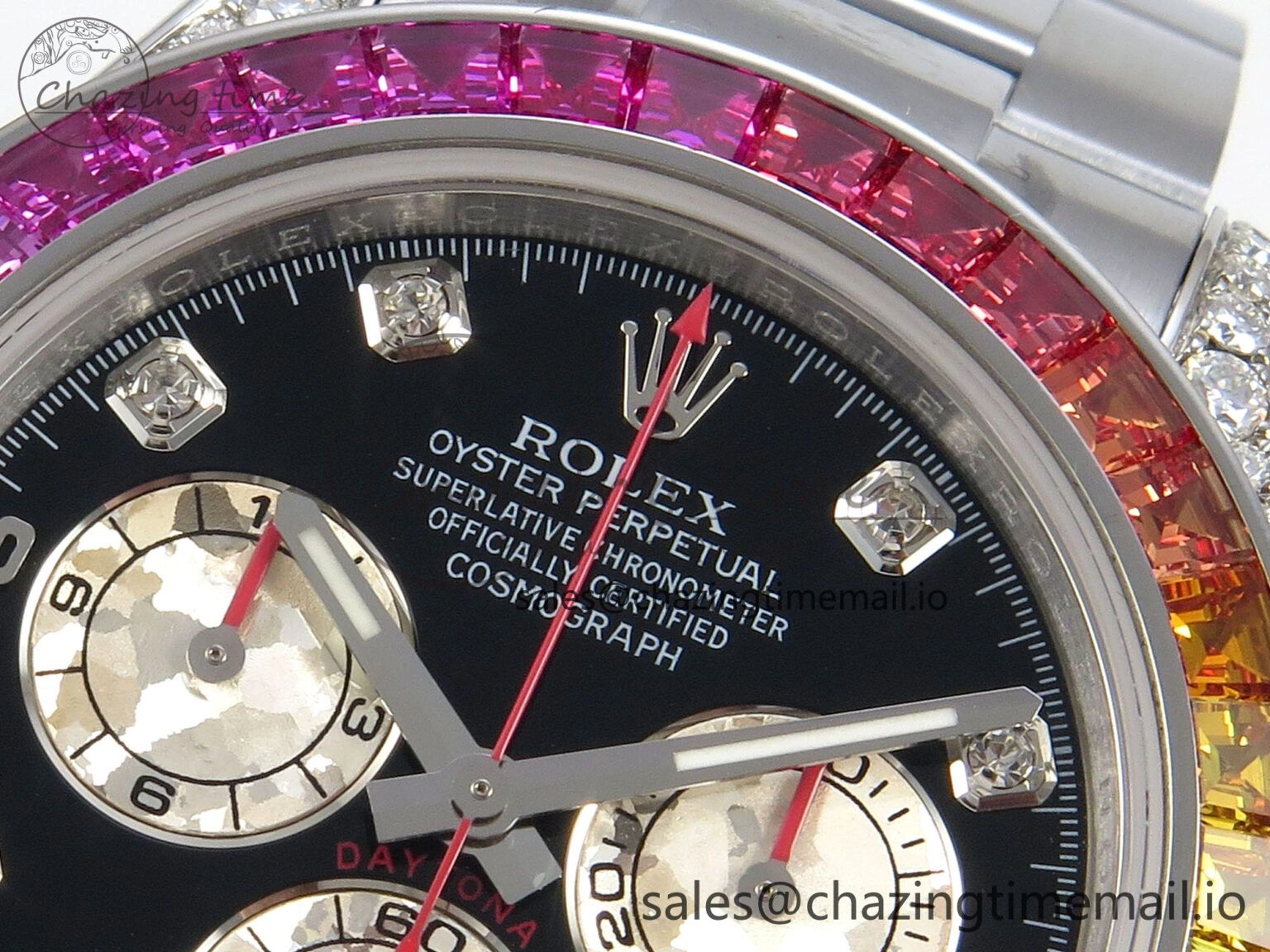 Daytona 116599rbow 3CF 1:1 Best Edition Rainbow Diamonds Bezel Black Diamonds Dial on SS Bracelet SH4130 V2(Mod Version)