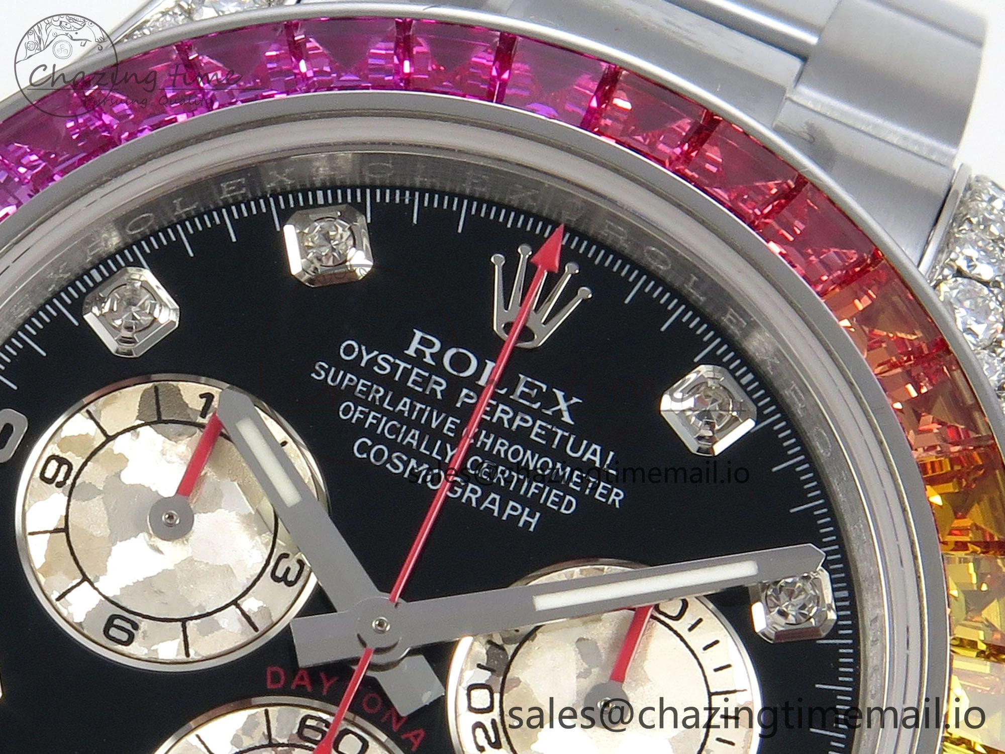 Daytona 116599rbow 3CF 1:1 Best Edition Rainbow Diamonds Bezel Black Diamonds Dial on SS Bracelet SH4130 V2(Mod Version)