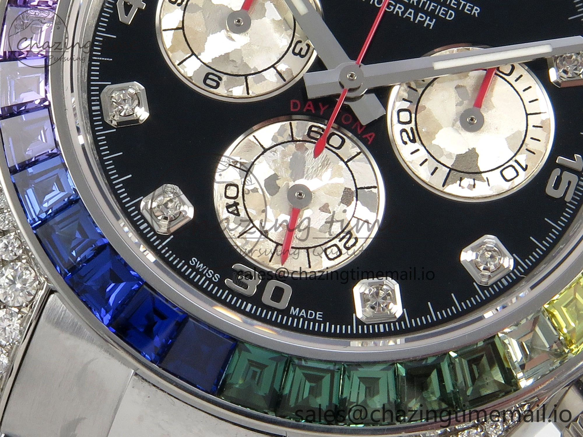 Daytona 116599rbow 3CF 1:1 Best Edition Rainbow Diamonds Bezel Black Diamonds Dial on SS Bracelet SH4130 V2(Mod Version)