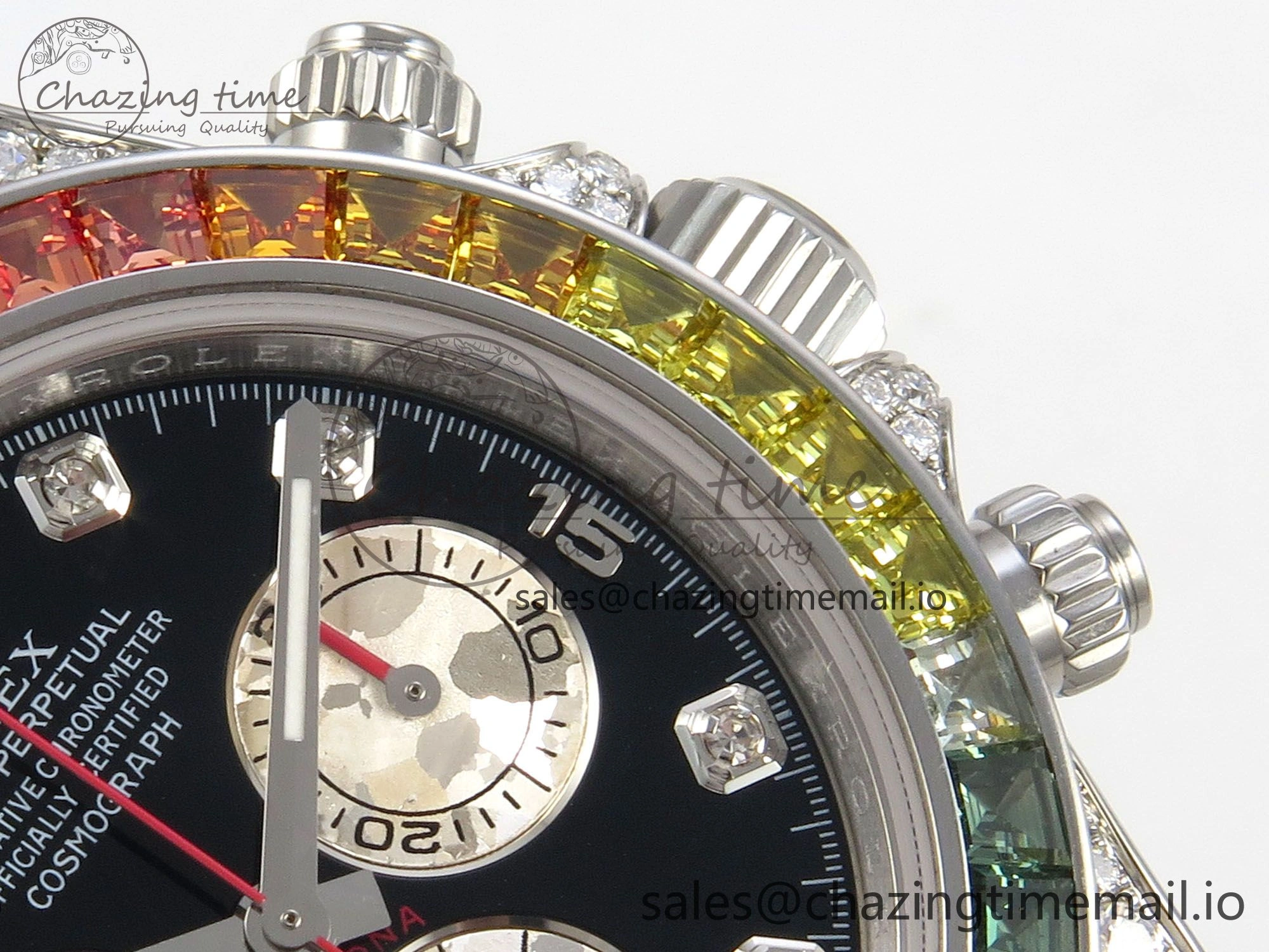 Daytona 116599rbow 3CF 1:1 Best Edition Rainbow Diamonds Bezel Black Diamonds Dial on SS Bracelet SH4130 V2(Mod Version)