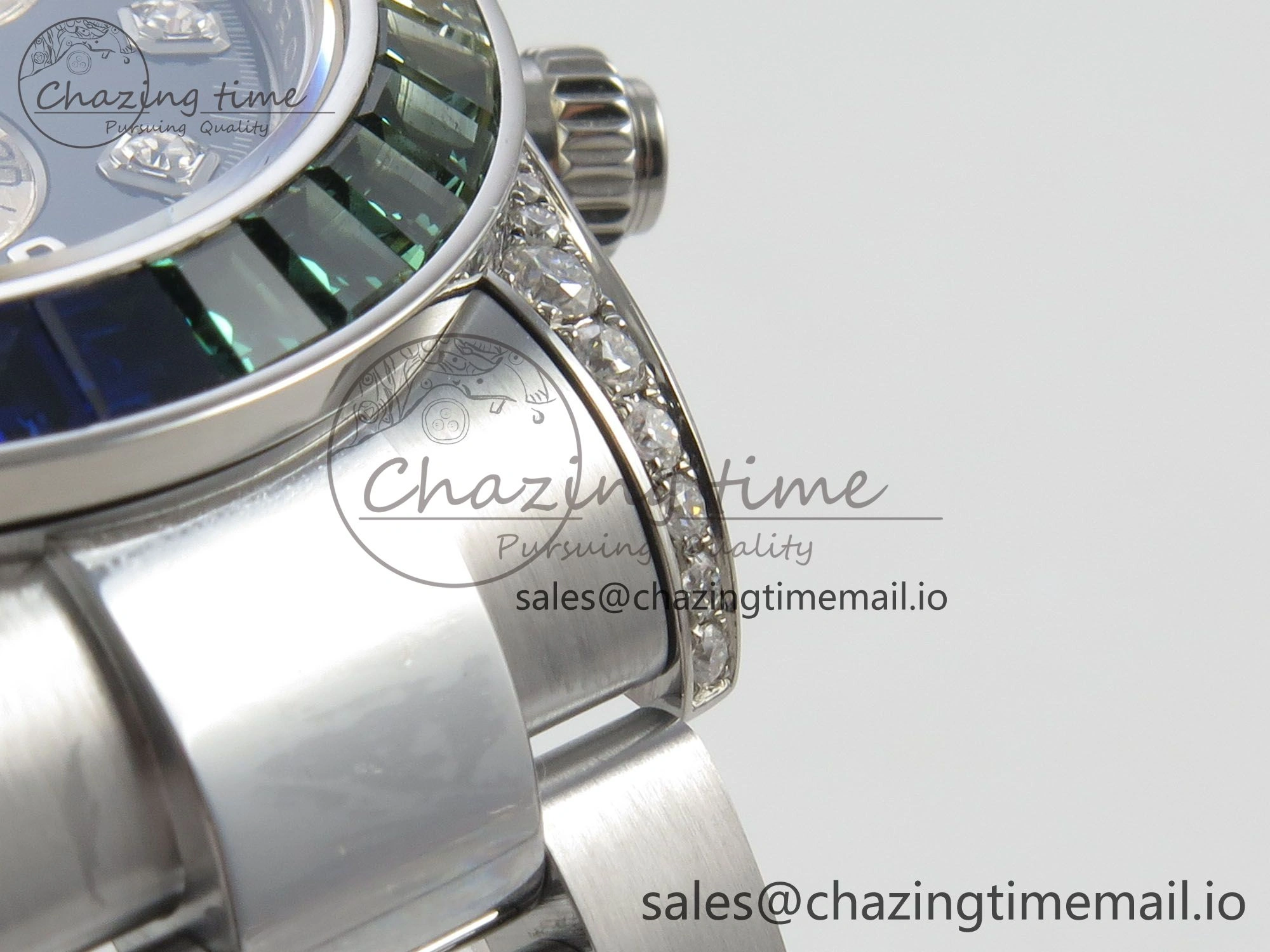 Daytona 116599rbow 3CF 1:1 Best Edition Rainbow Diamonds Bezel Black Diamonds Dial on SS Bracelet SH4130 V2(Mod Version)