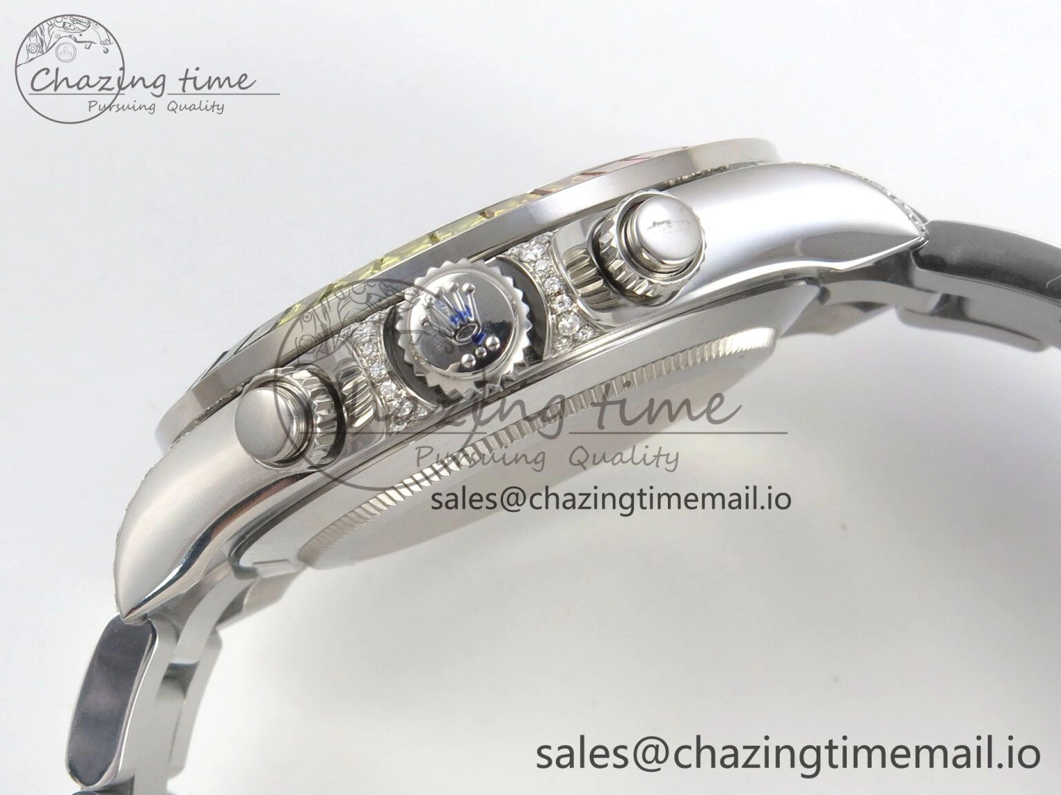 Daytona 116599rbow 3CF 1:1 Best Edition Rainbow Diamonds Bezel Black Diamonds Dial on SS Bracelet SH4130 V2(Mod Version)
