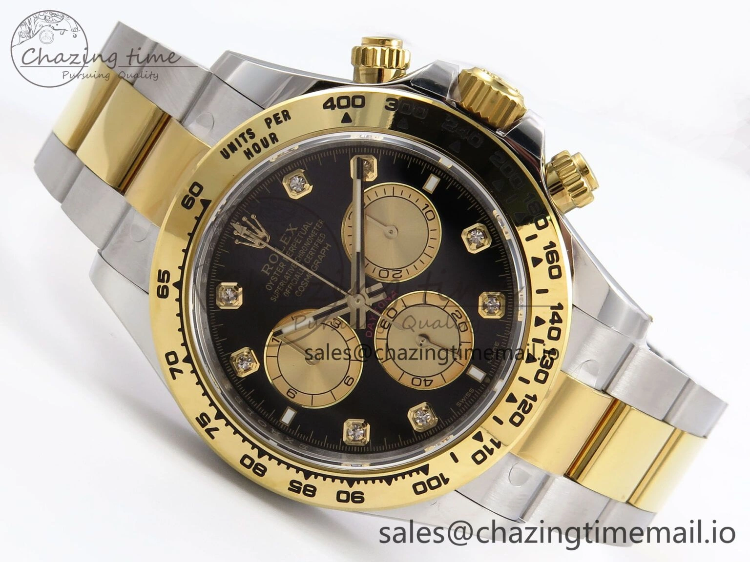 Daytona 126503 APSF 1:1 Best Edition YG Black Diamonds Dial on YG SS Bracelet SH4131