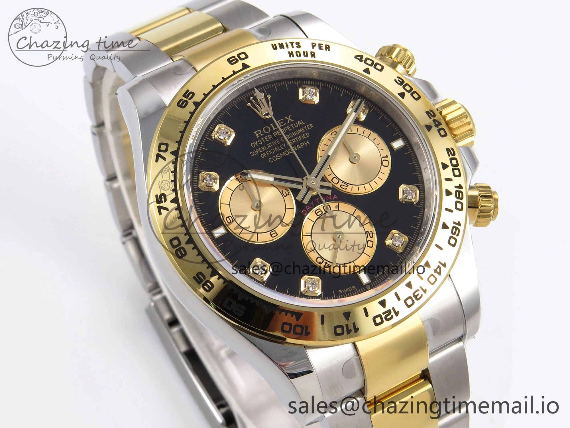 Daytona 126503 APSF 1:1 Best Edition YG Black Diamonds Dial on YG SS Bracelet SH4131