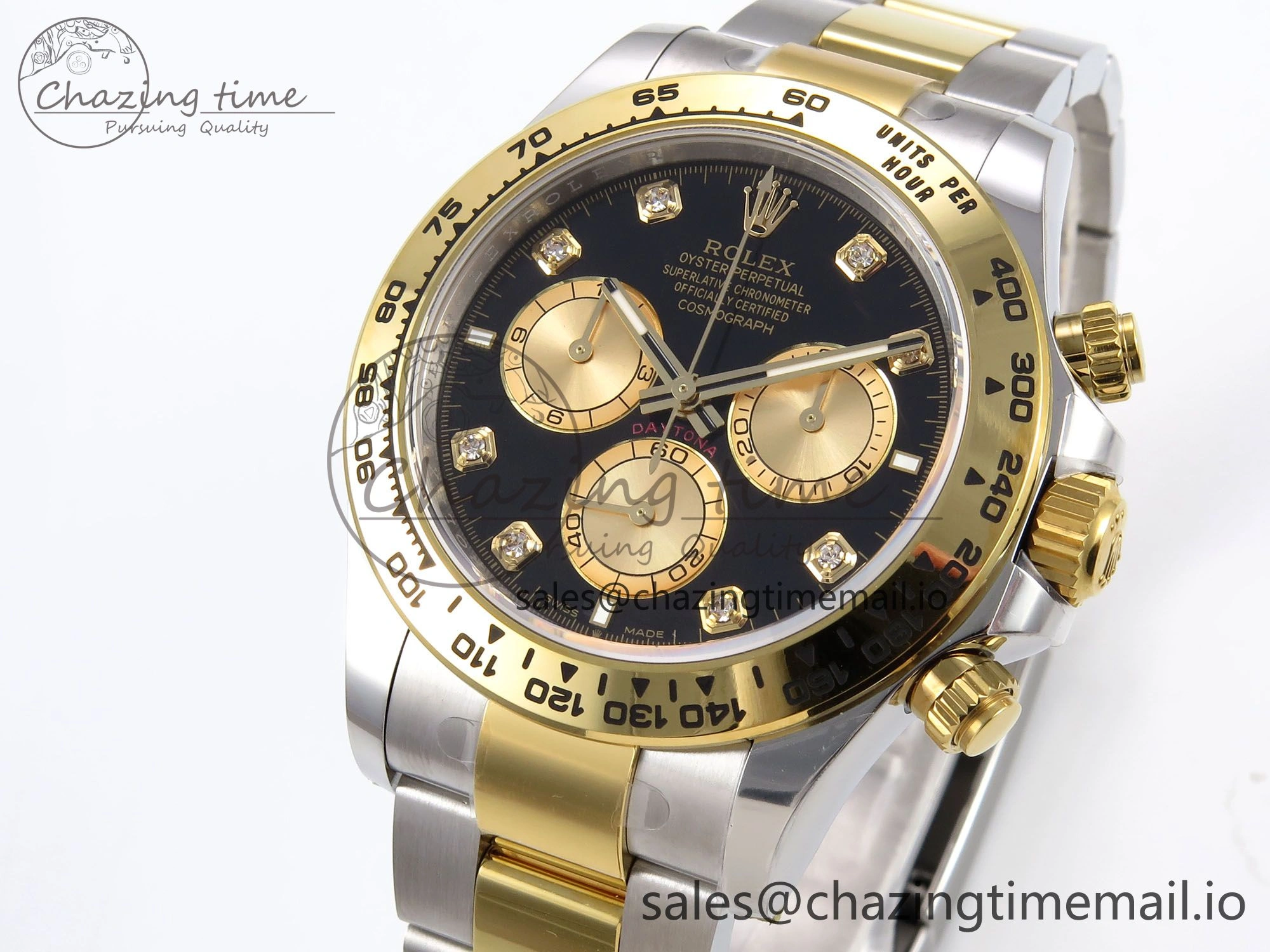 Daytona 126503 APSF 1:1 Best Edition YG Black Diamonds Dial on YG SS Bracelet SH4131