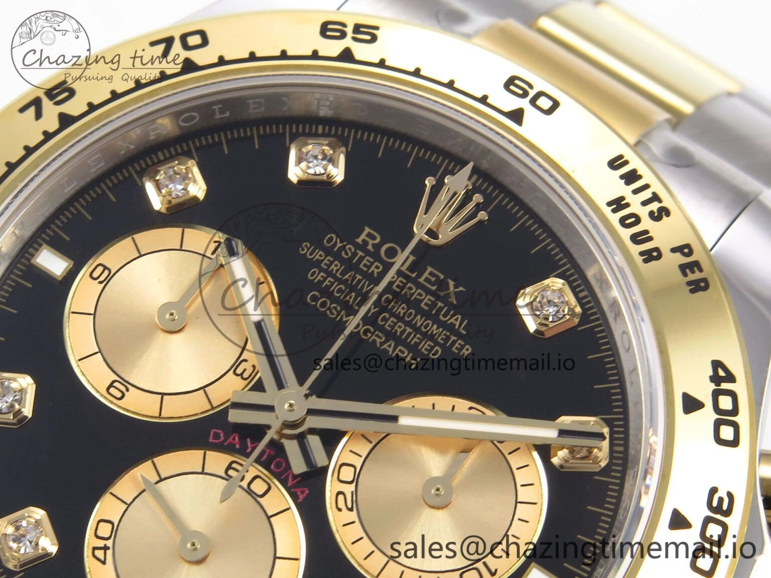 Daytona 126503 APSF 1:1 Best Edition YG Black Diamonds Dial on YG SS Bracelet SH4131
