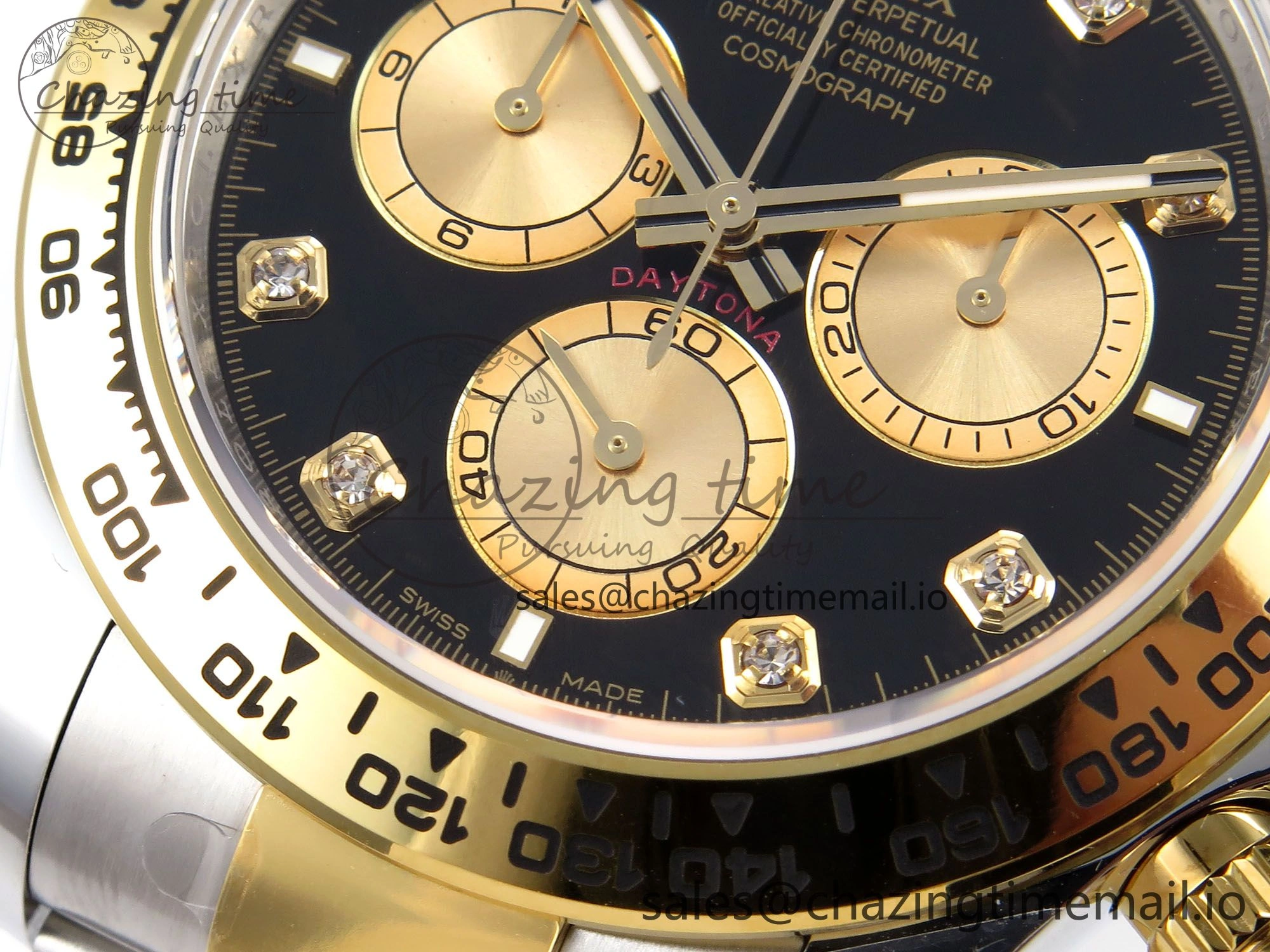 Daytona 126503 APSF 1:1 Best Edition YG Black Diamonds Dial on YG SS Bracelet SH4131