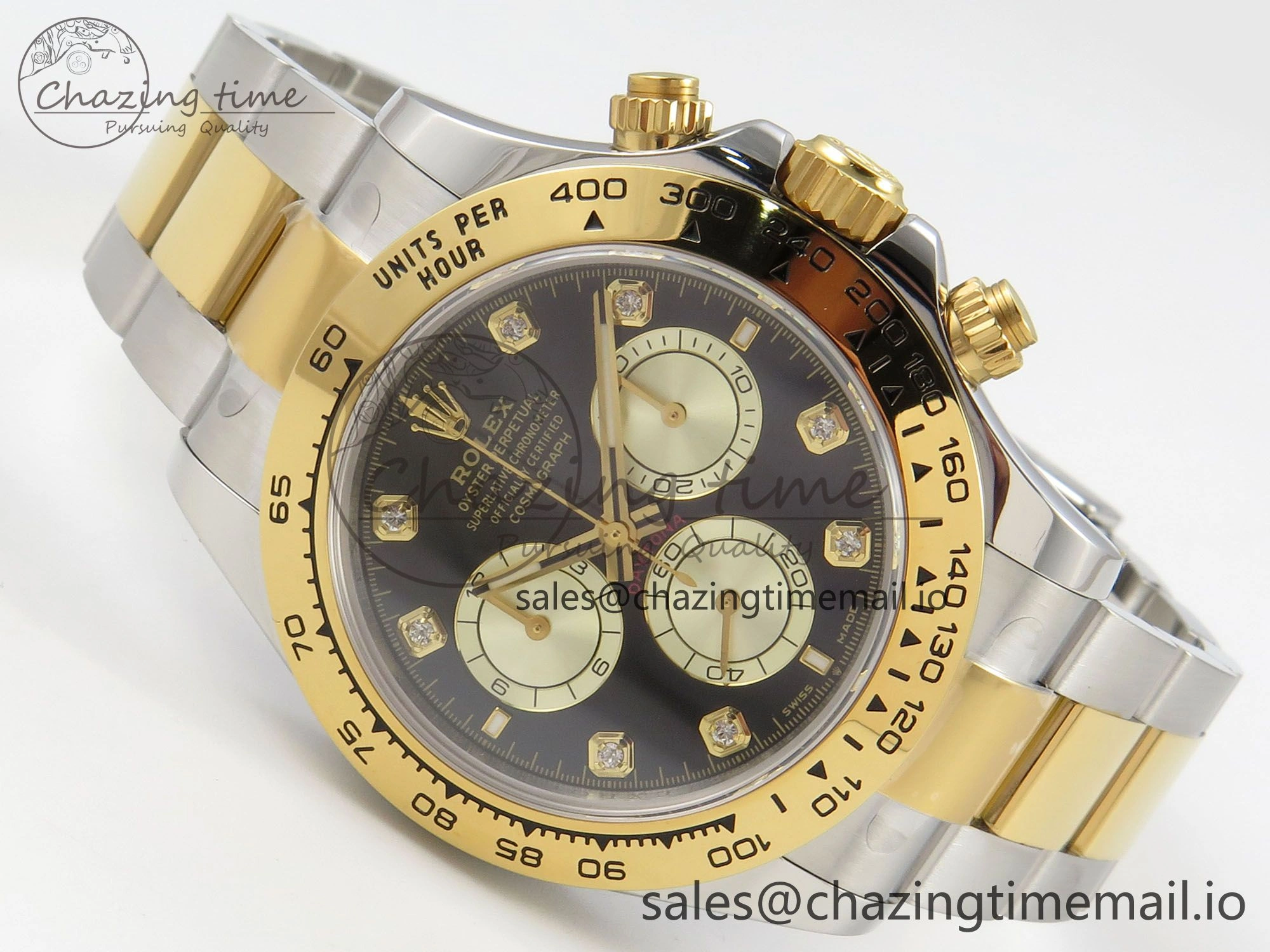 Daytona 126503 Clean 1:1 Best Edition 904L Black YG Diamond Dial on SS YG Bracelet Super Clone DD4131