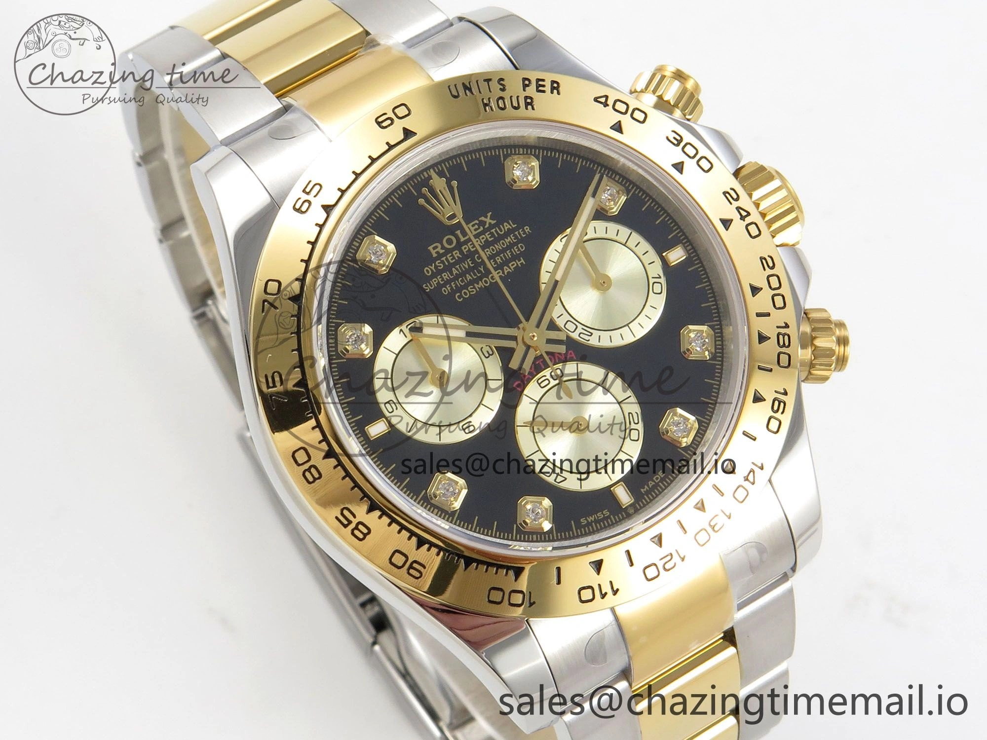 Daytona 126503 Clean 1:1 Best Edition 904L Black YG Diamond Dial on SS YG Bracelet Super Clone DD4131