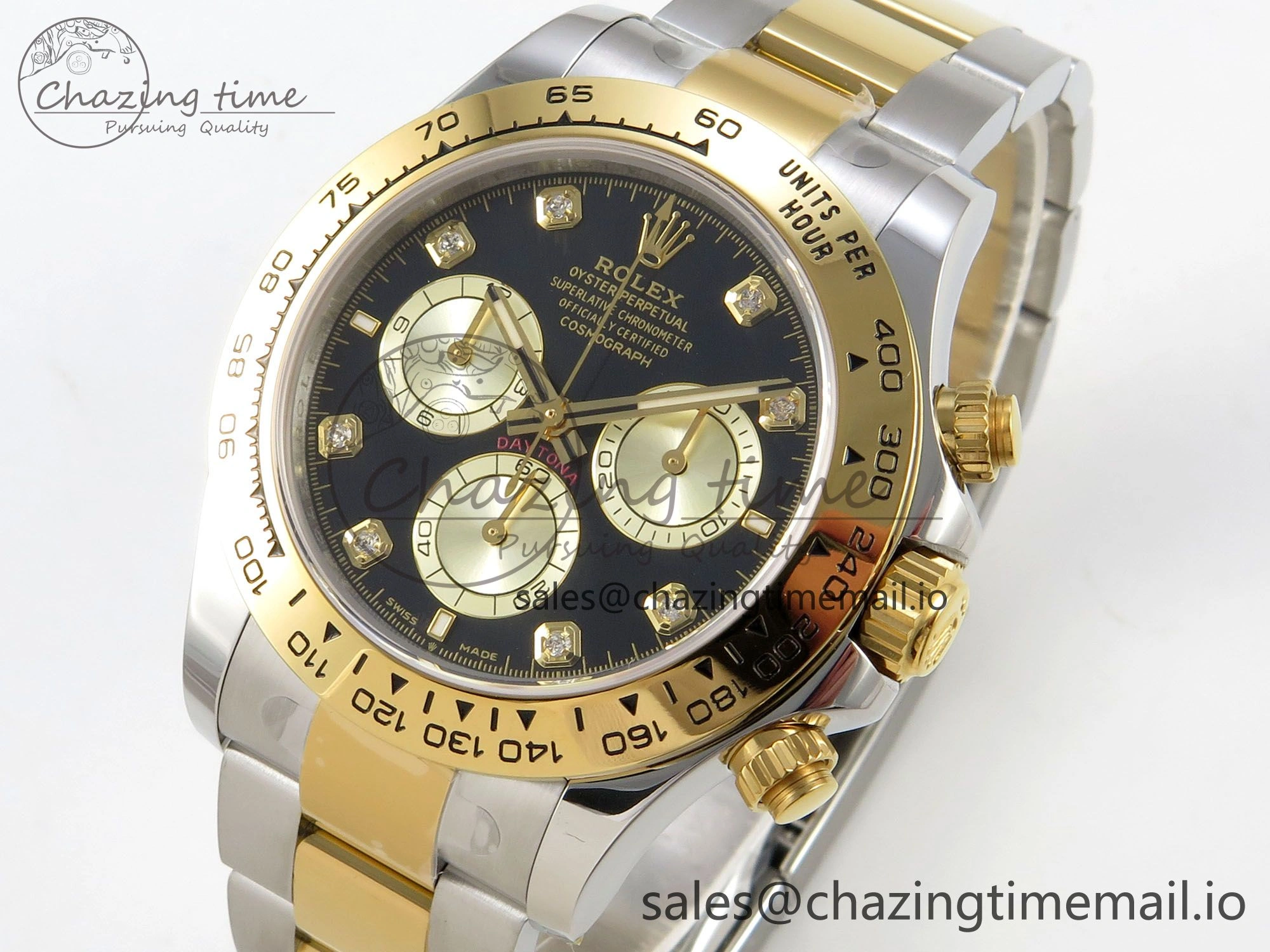 Daytona 126503 Clean 1:1 Best Edition 904L Black YG Diamond Dial on SS YG Bracelet Super Clone DD4131