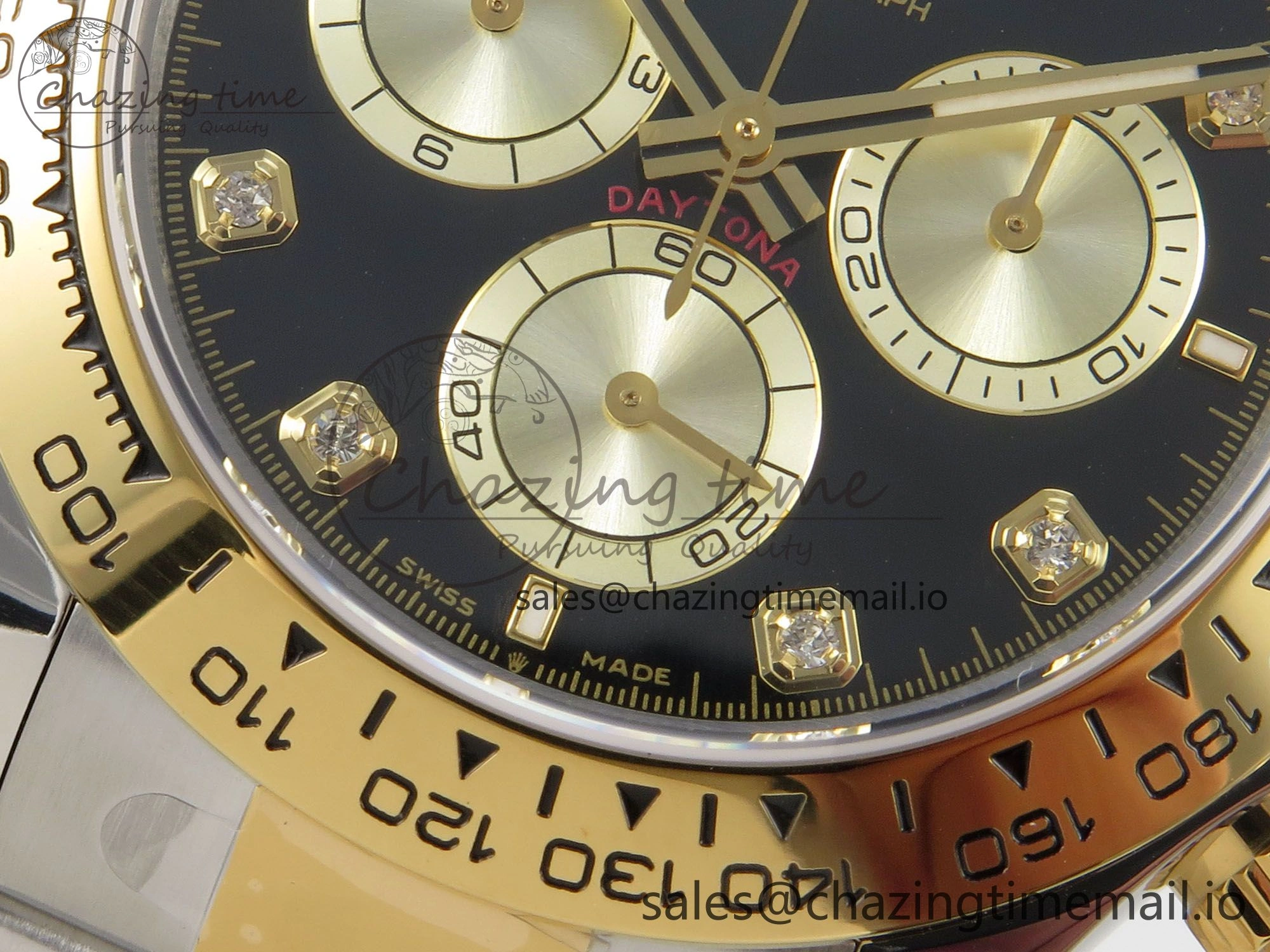 Daytona 126503 Clean 1:1 Best Edition 904L Black YG Diamond Dial on SS YG Bracelet Super Clone DD4131