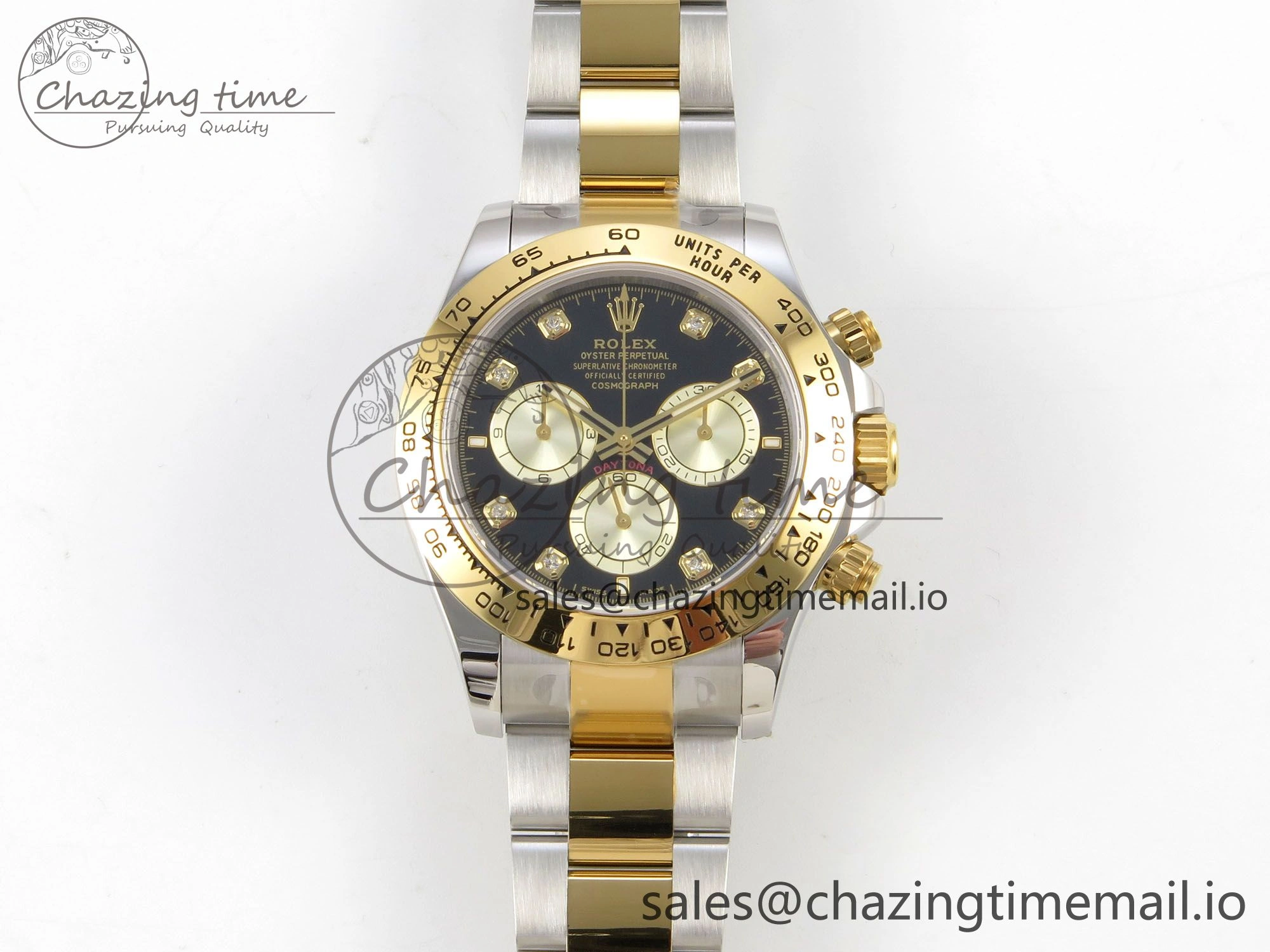 Daytona 126503 Clean 1:1 Best Edition 904L Black YG Diamond Dial on SS YG Bracelet Super Clone DD4131