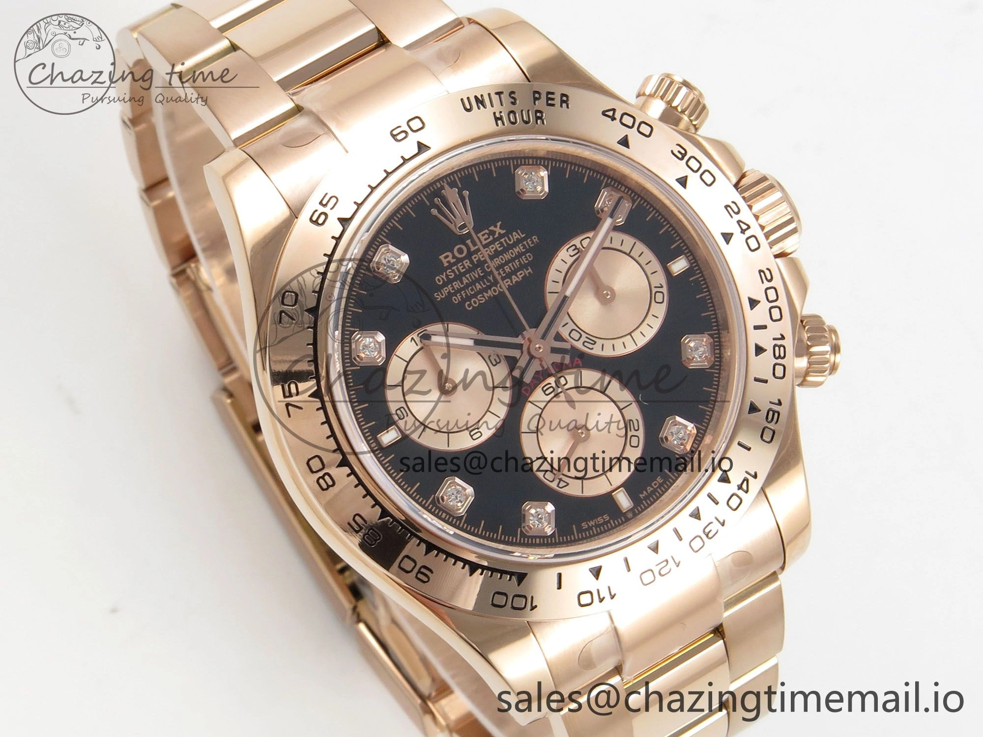 Daytona 126505 1:1 Best Edition Clean RG Black Diamonds Dial on RG Bracelet Super Clone DD4131