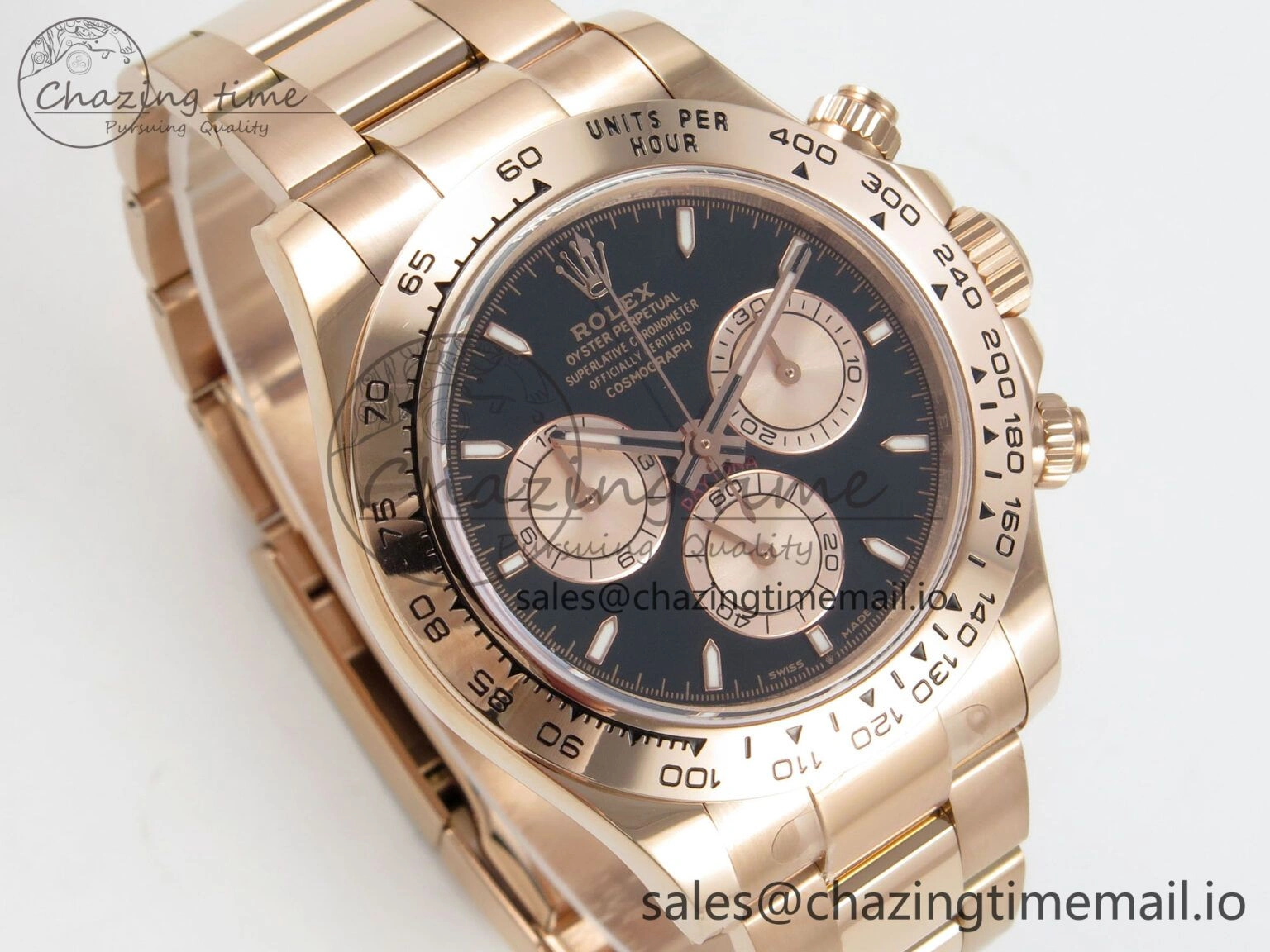 Daytona 126505 1:1 Best Edition Clean RG Black Stick Dial on RG Bracelet Super Clone DD4131