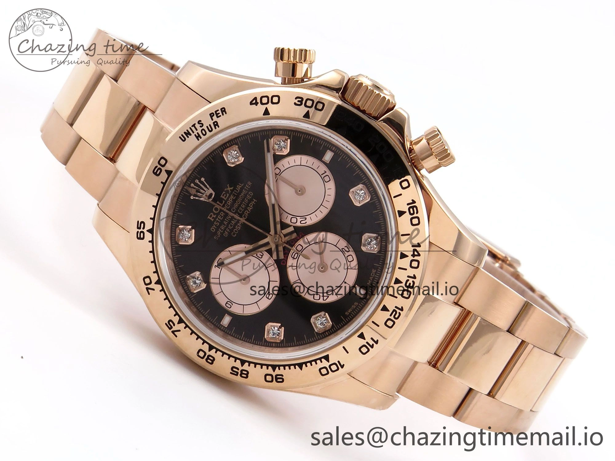Daytona 126505 QF 1:1 Best Edition Black RG Diamonds Dial on RG Bracelet SH4131 V6 (Gain Weight）