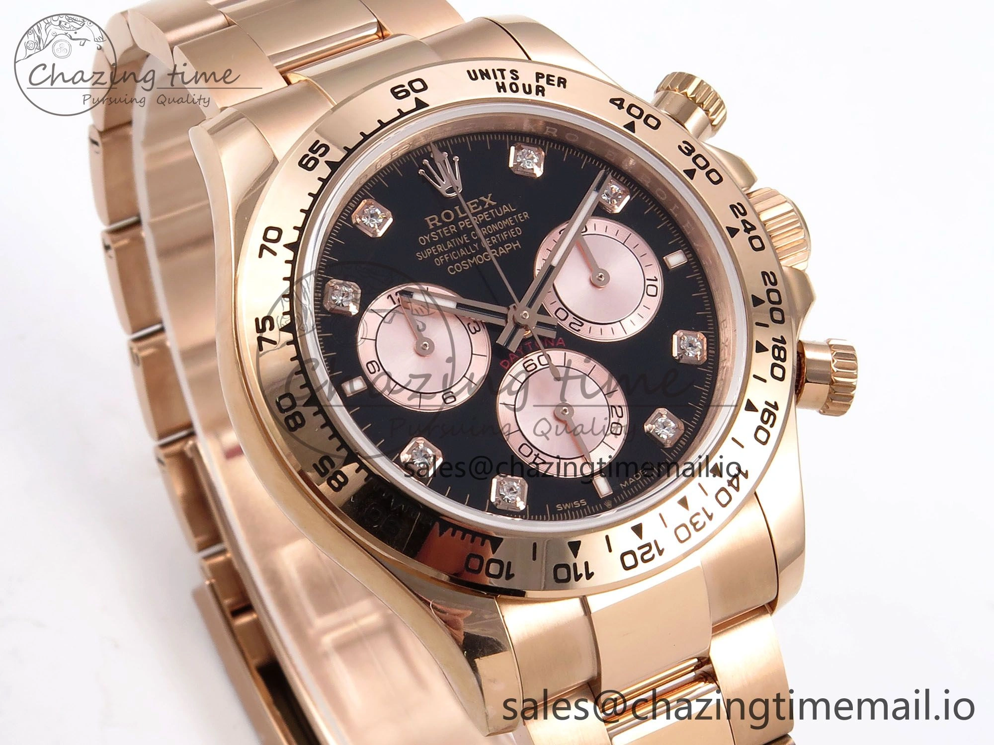 Daytona 126505 QF 1:1 Best Edition Black RG Diamonds Dial on RG Bracelet SH4131 V6 (Gain Weight）