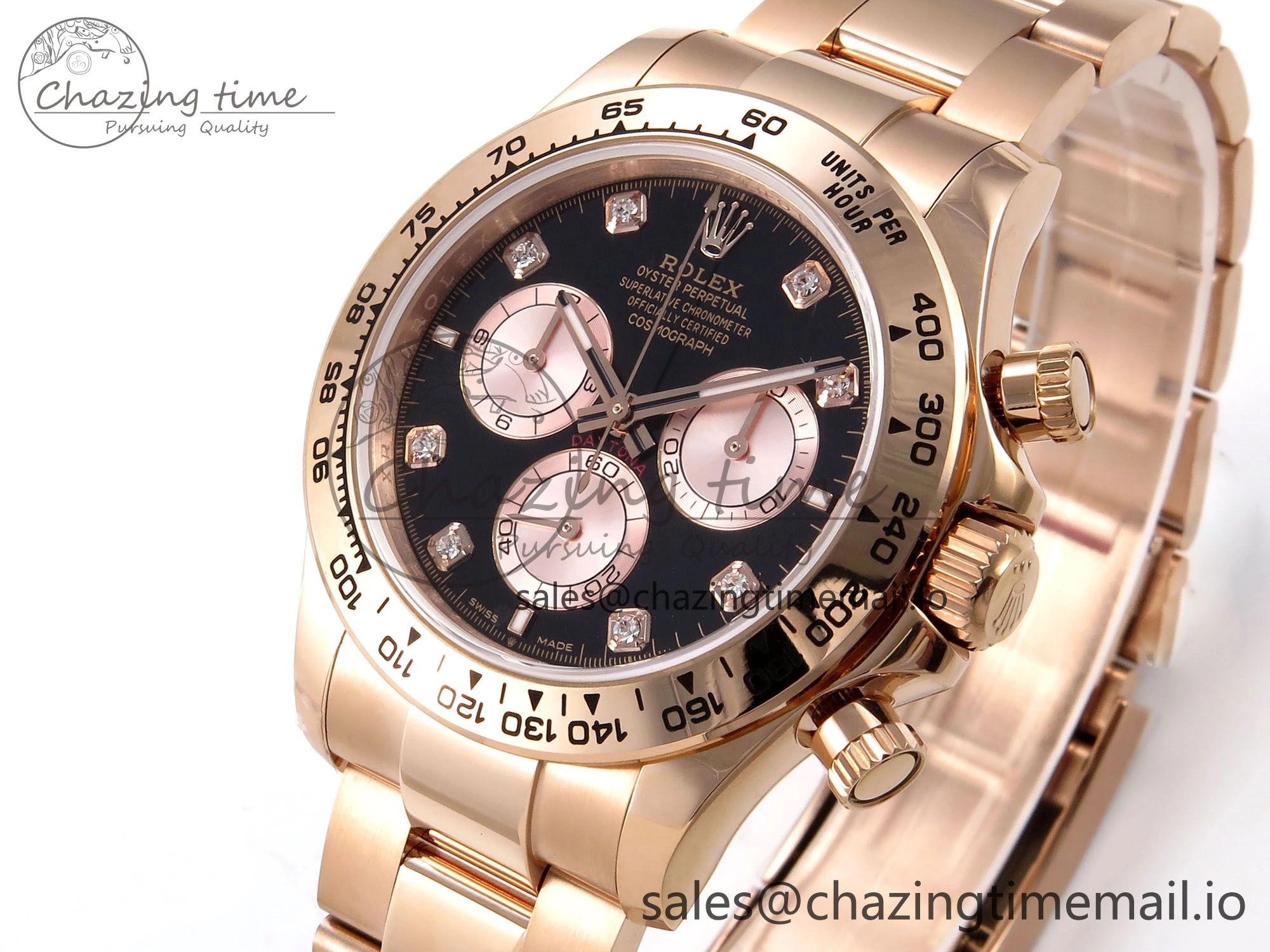 Daytona 126505 QF 1:1 Best Edition Black RG Diamonds Dial on RG Bracelet SH4131 V6 (Gain Weight）