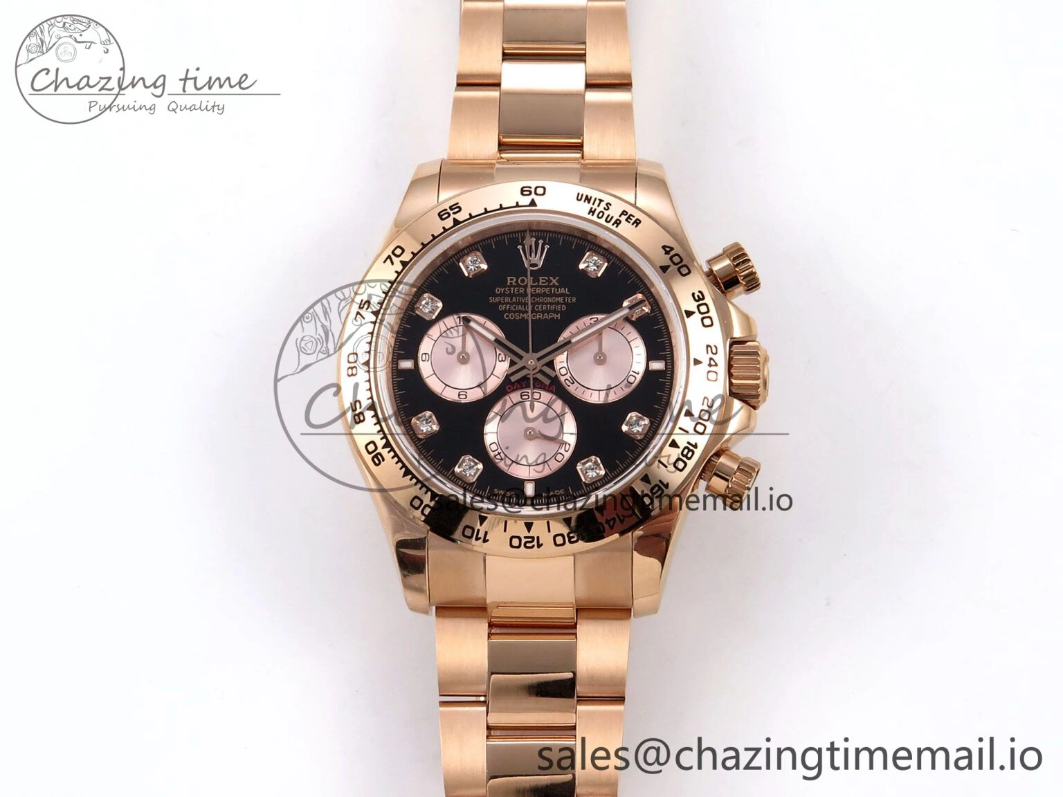 Daytona 126505 QF 1:1 Best Edition Black RG Diamonds Dial on RG Bracelet SH4131 V6 (Gain Weight）