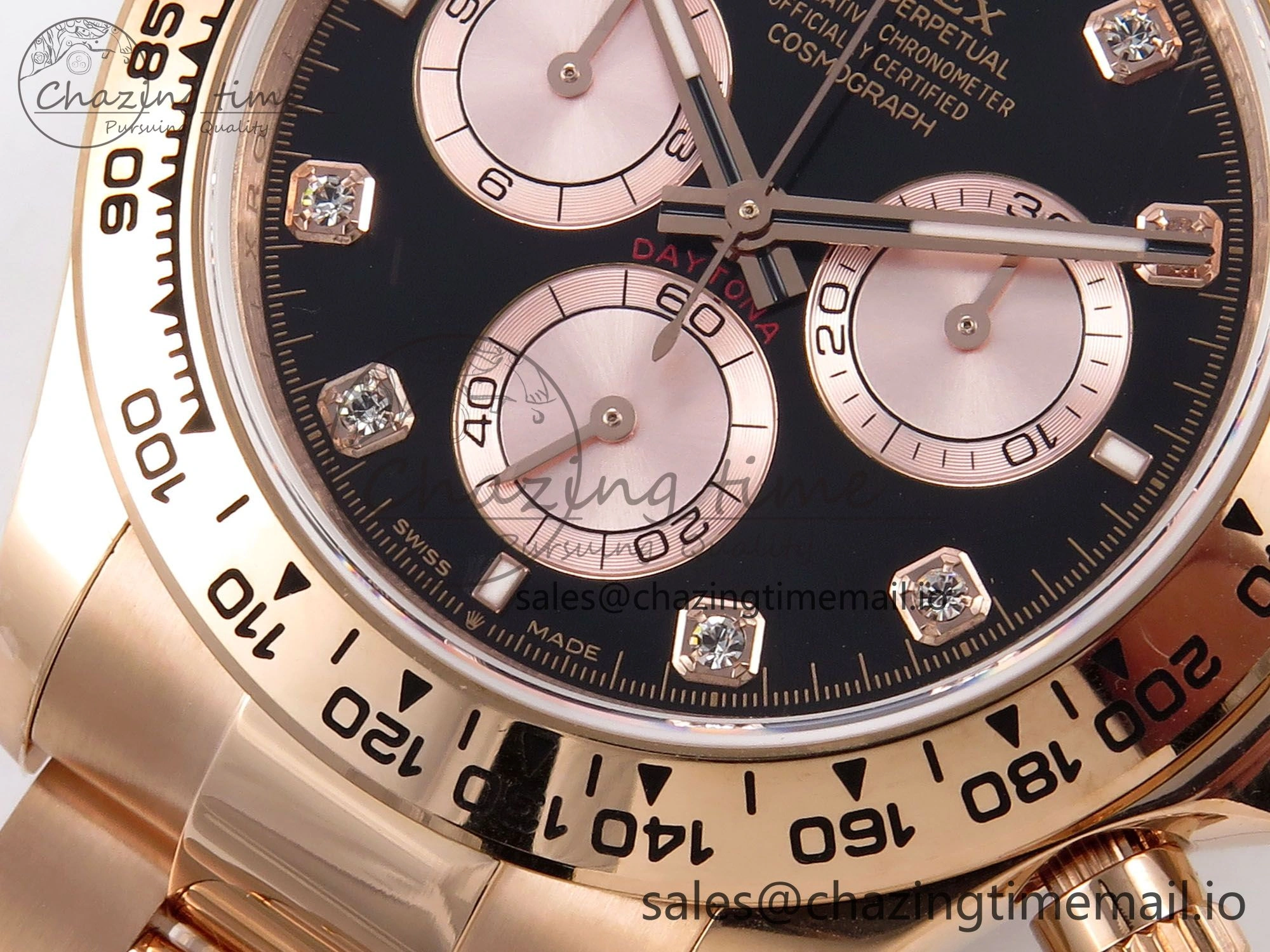 Daytona 126505 QF 1:1 Best Edition Black RG Diamonds Dial on RG Bracelet SH4131 V6 (Gain Weight）
