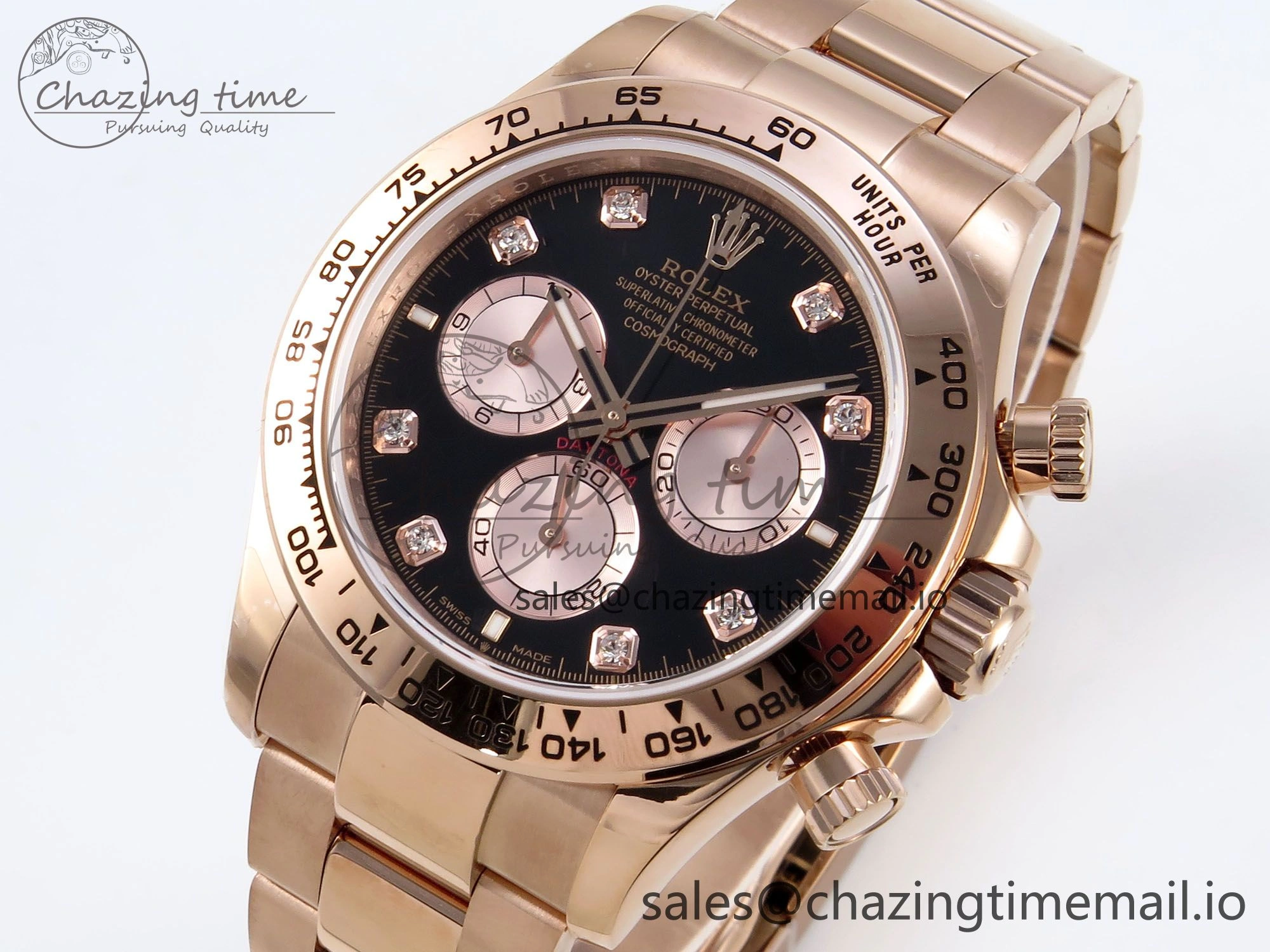 Daytona 126505 QF 1:1 Best Edition Black RG Diamonds Dial on RG Braclet SH4131 V5