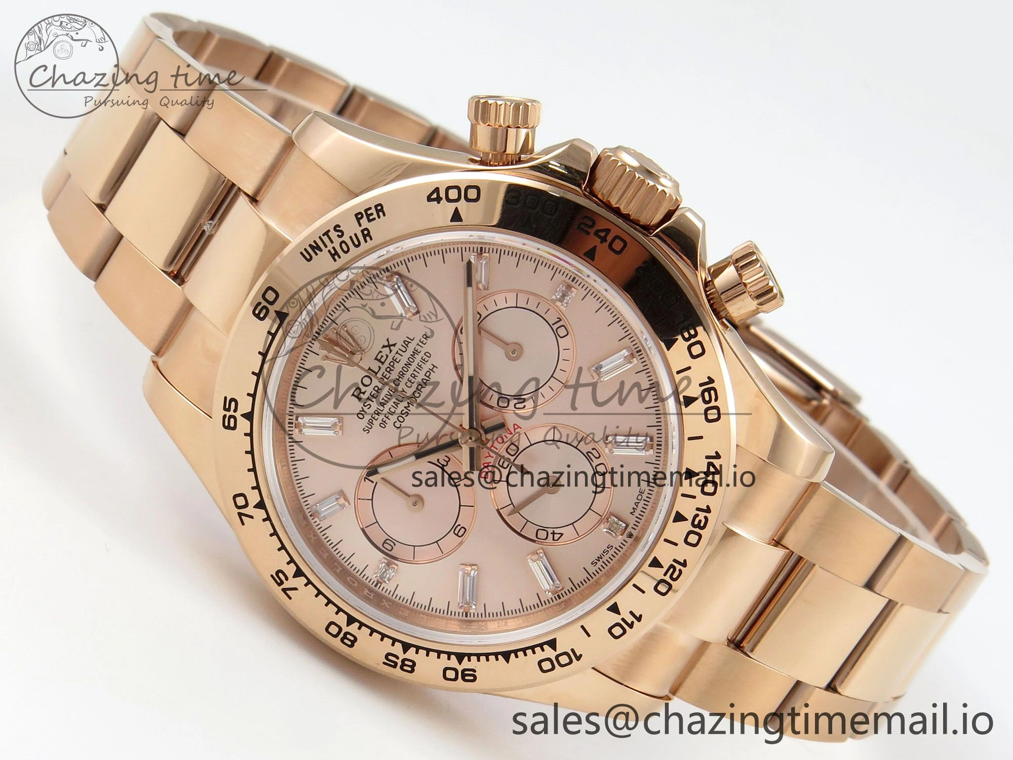 Daytona 126505 RG QF 1:1 Best Edition RG Dial Crystal Markers On RG Bracelet SH4131 V6 (Gain Weight)