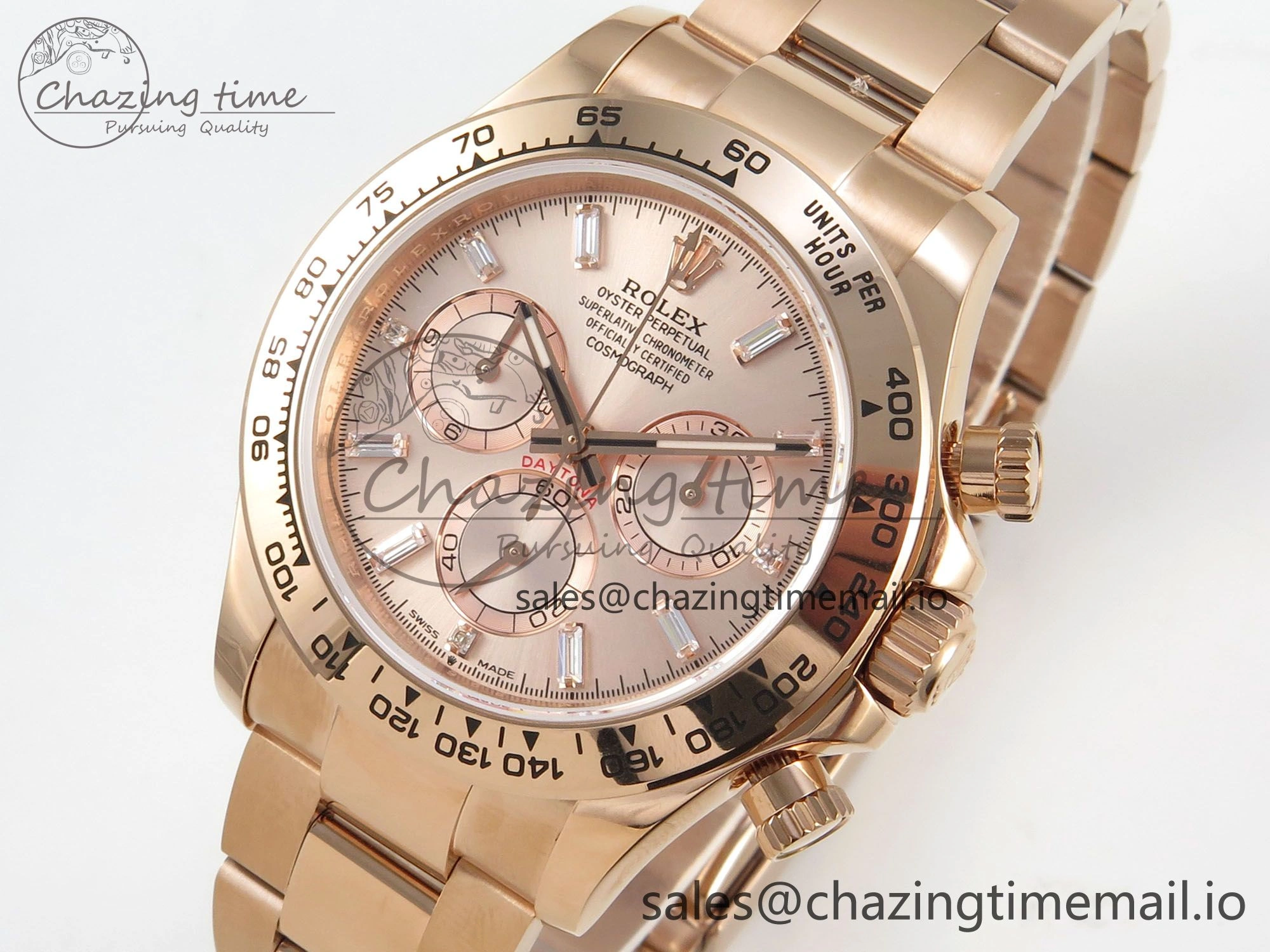 Daytona 126505 RG QF 1:1 Best Edition RG Dial Crystal Markers On RG Bracelet SH4131 V6 (Gain Weight)