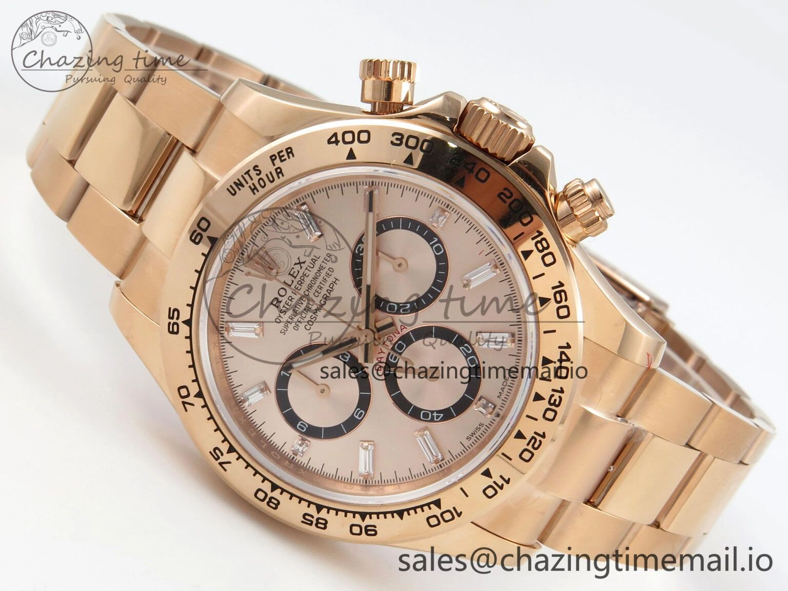 Daytona 126505 RG QF 1:1 Best Edition RG Black Dial Crystal Markers On RG Bracelet SH4131 V6 (Gain Weight)