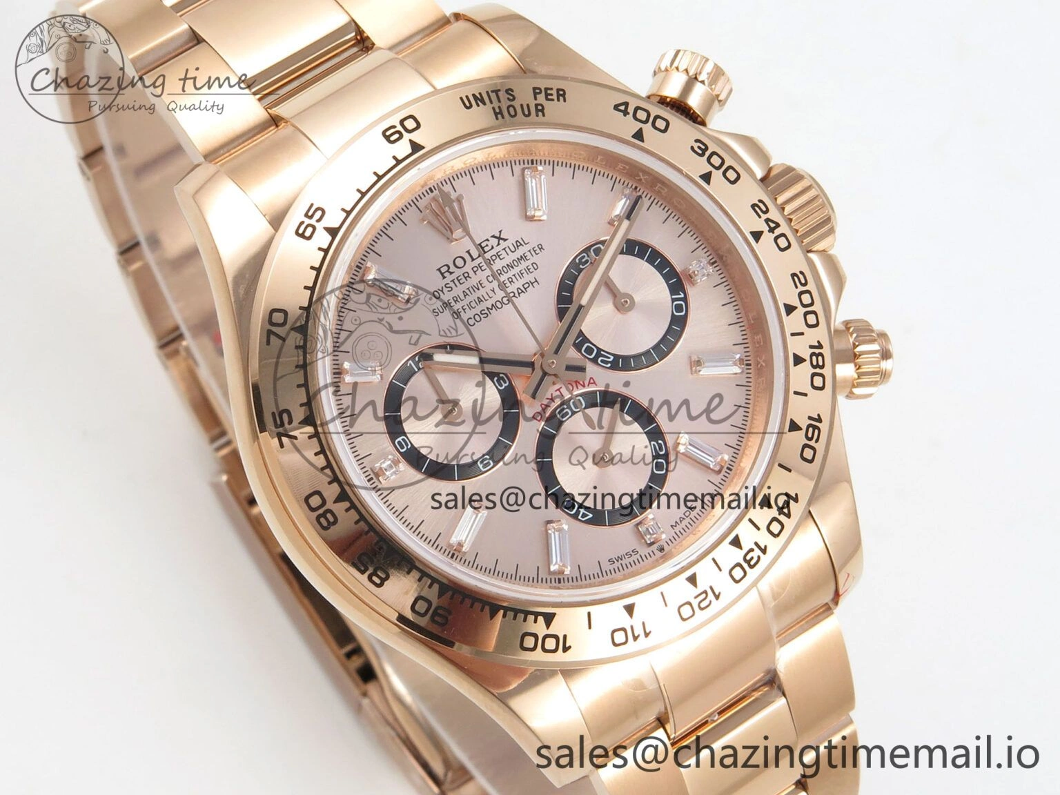 Daytona 126505 RG QF 1:1 Best Edition RG Black Dial Crystal Markers On RG Bracelet SH4131 V6 (Gain Weight)