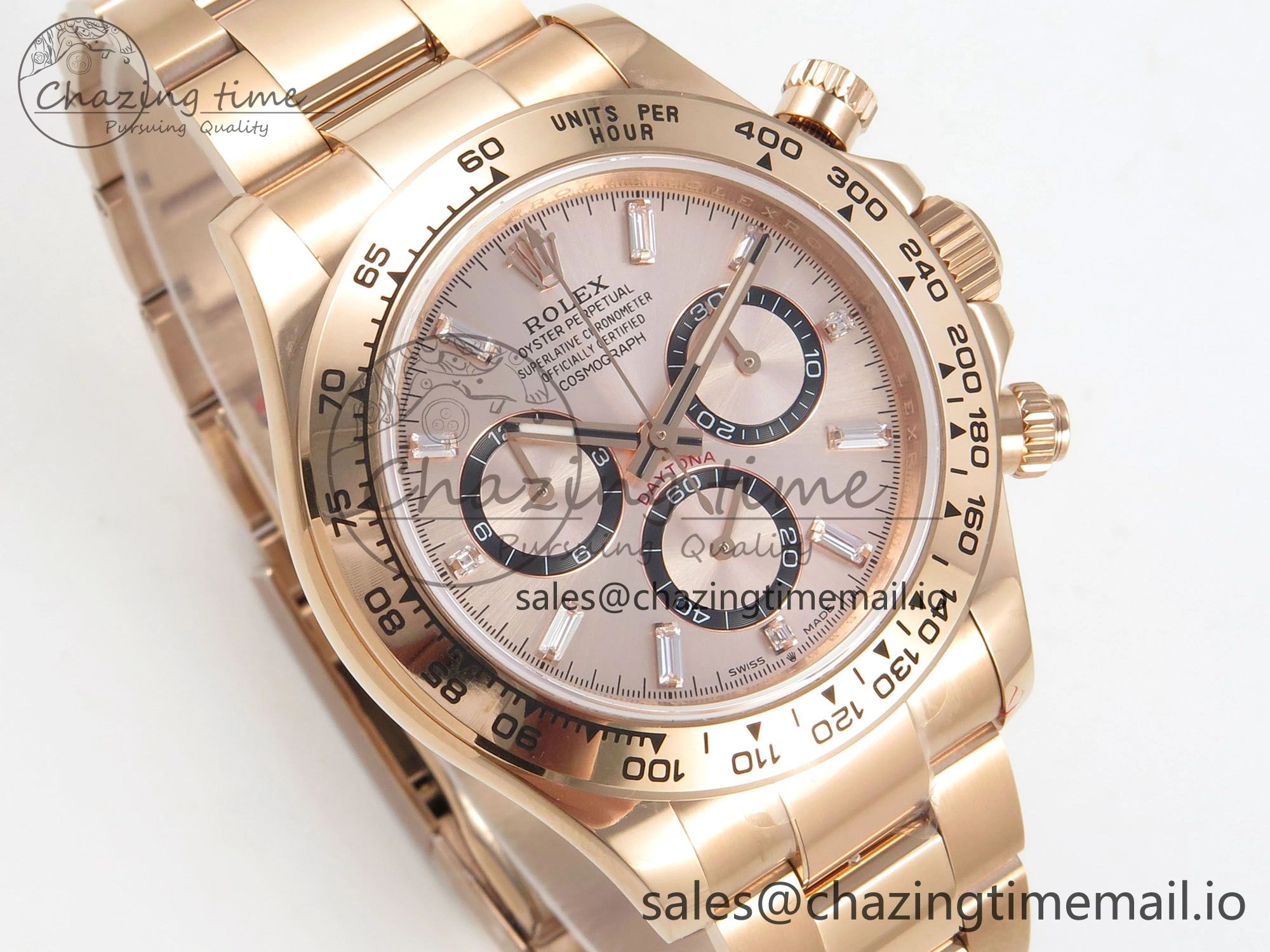 Daytona 126505 RG QF 1:1 Best Edition RG Black Dial Crystal Markers On RG Bracelet SH4131 V6 (Gain Weight)