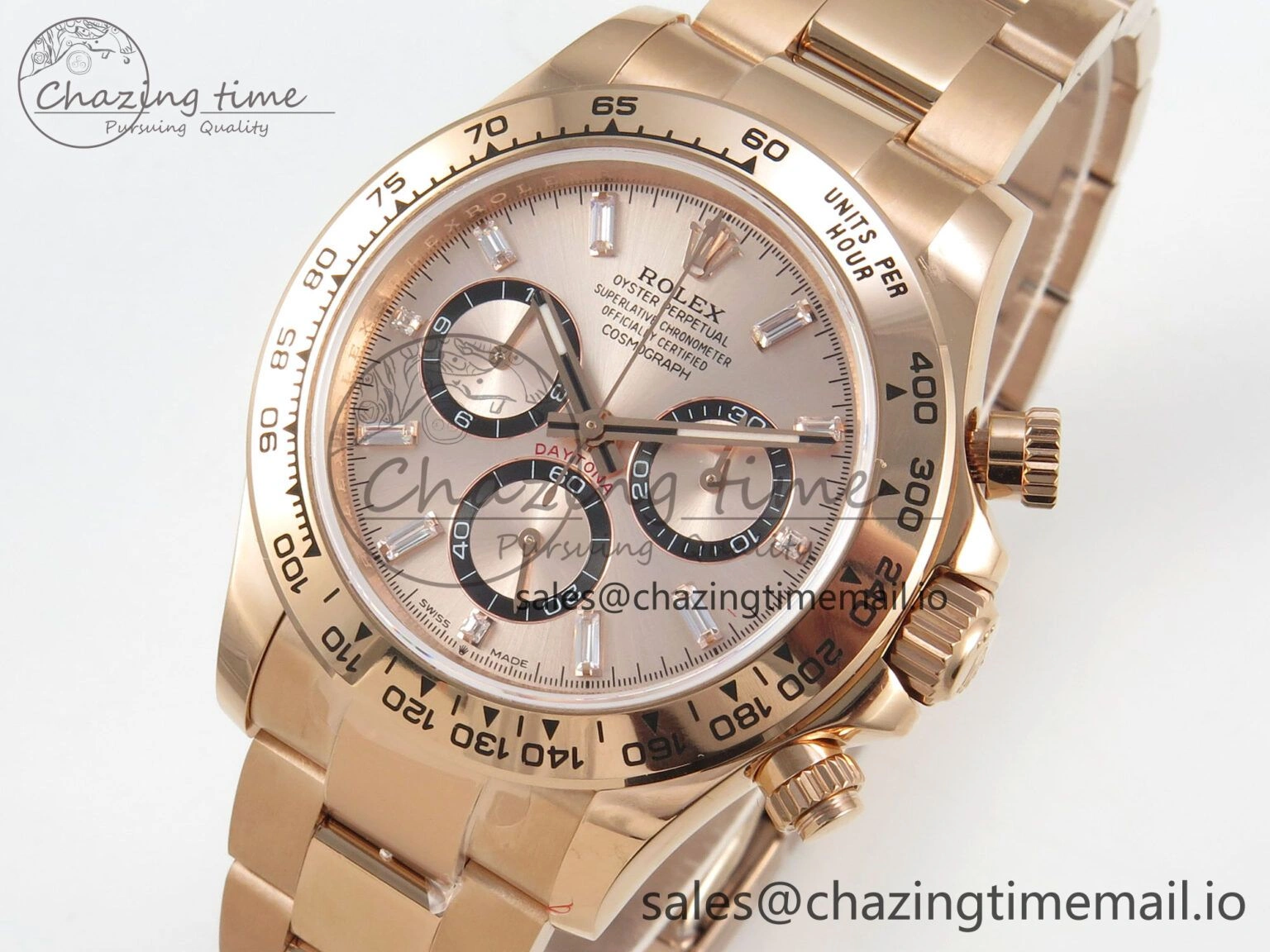 Daytona 126505 RG QF 1:1 Best Edition RG Black Dial Crystal Markers On RG Bracelet SH4131 V6 (Gain Weight)