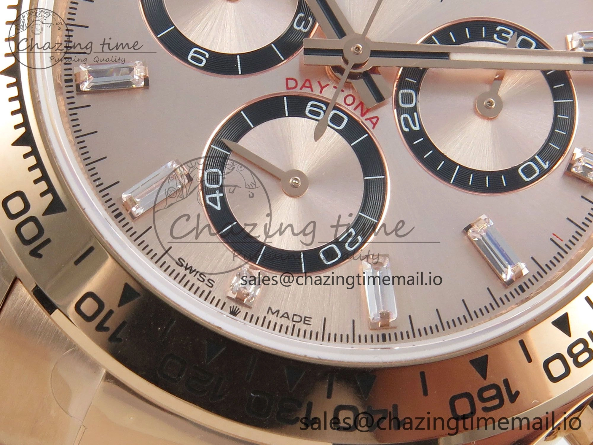 Daytona 126505 RG QF 1:1 Best Edition RG Black Dial Crystal Markers On RG Bracelet SH4131 V6 (Gain Weight)