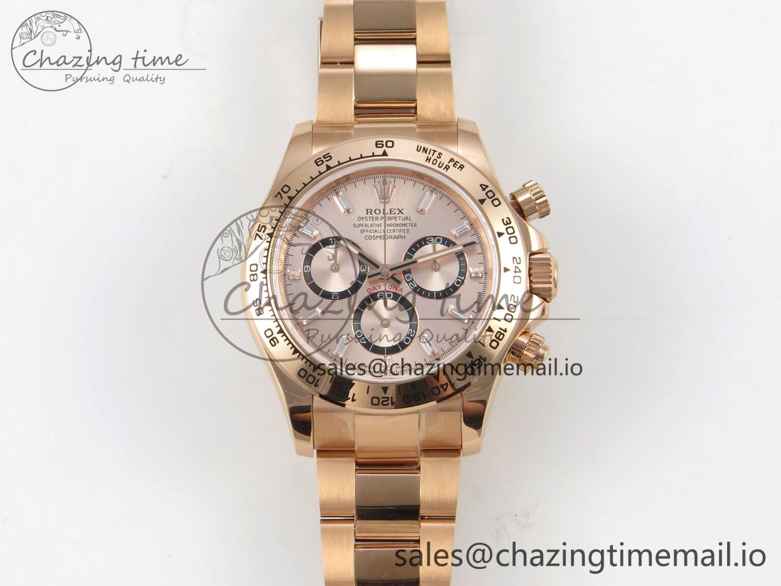 Daytona 126505 RG QF 1:1 Best Edition RG Black Dial Crystal Markers On RG Bracelet SH4131 V6 (Gain Weight)