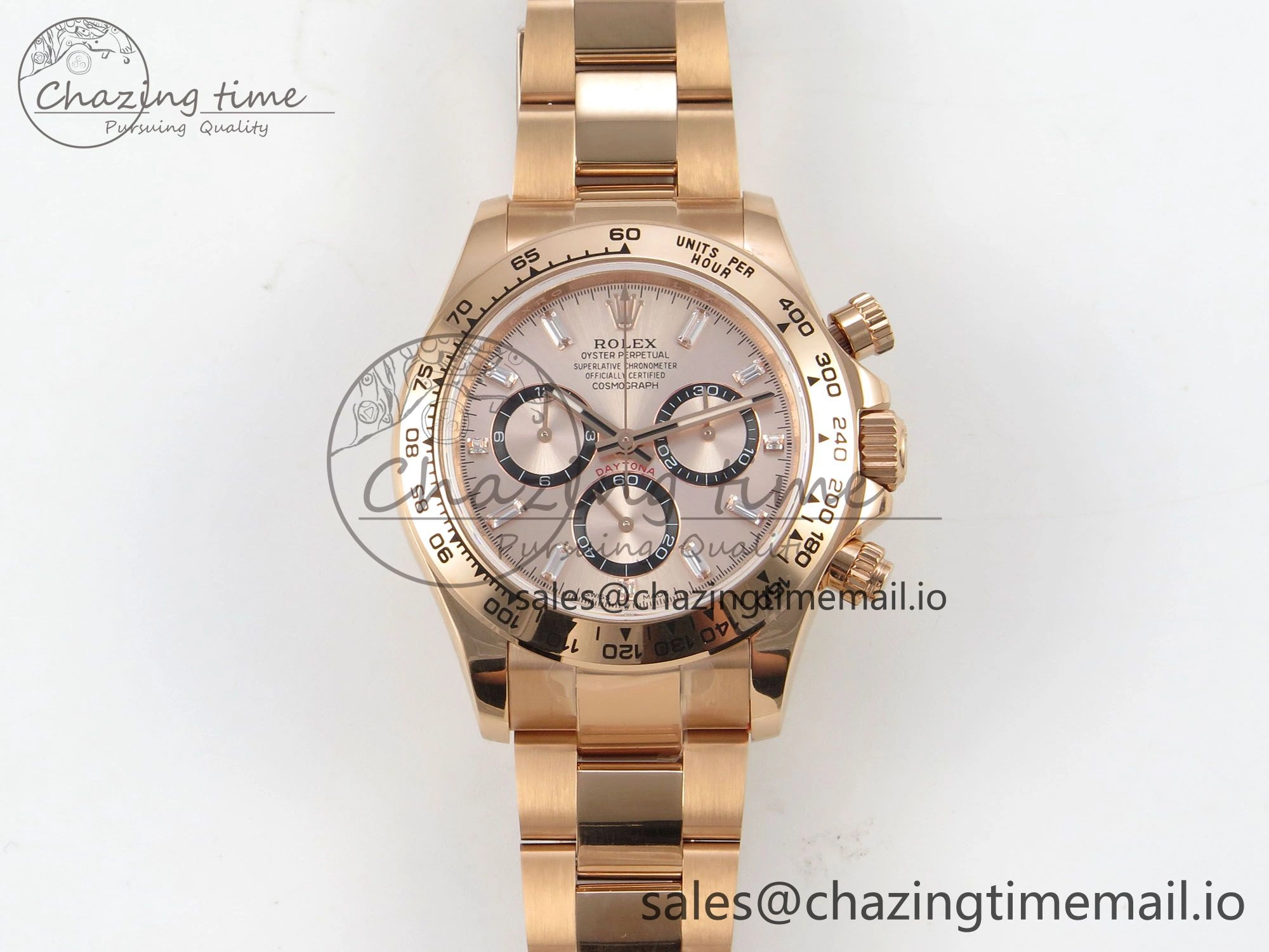 Daytona 126505 RG QF 1:1 Best Edition RG Black Dial Crystal Markers On RG Bracelet SH4131 V6 (Gain Weight)