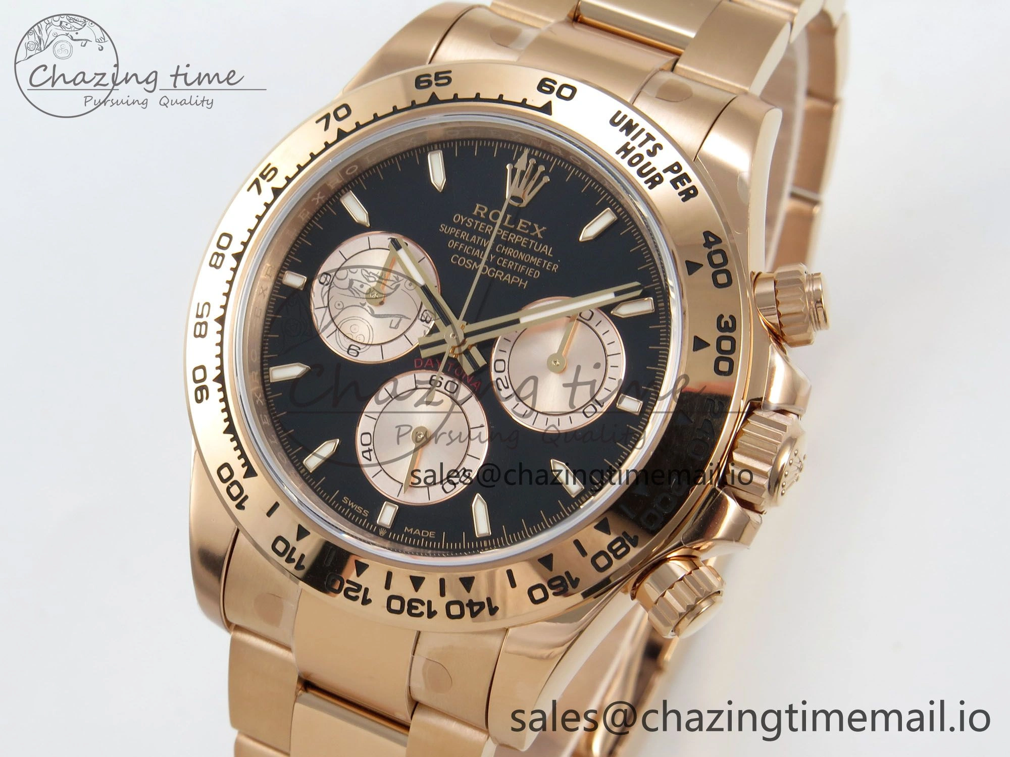 Daytona 126505 VSF 1:1 Best Edition Black Dial RG Subdial On Oyster Bracelet DD4131(Gain Weight)