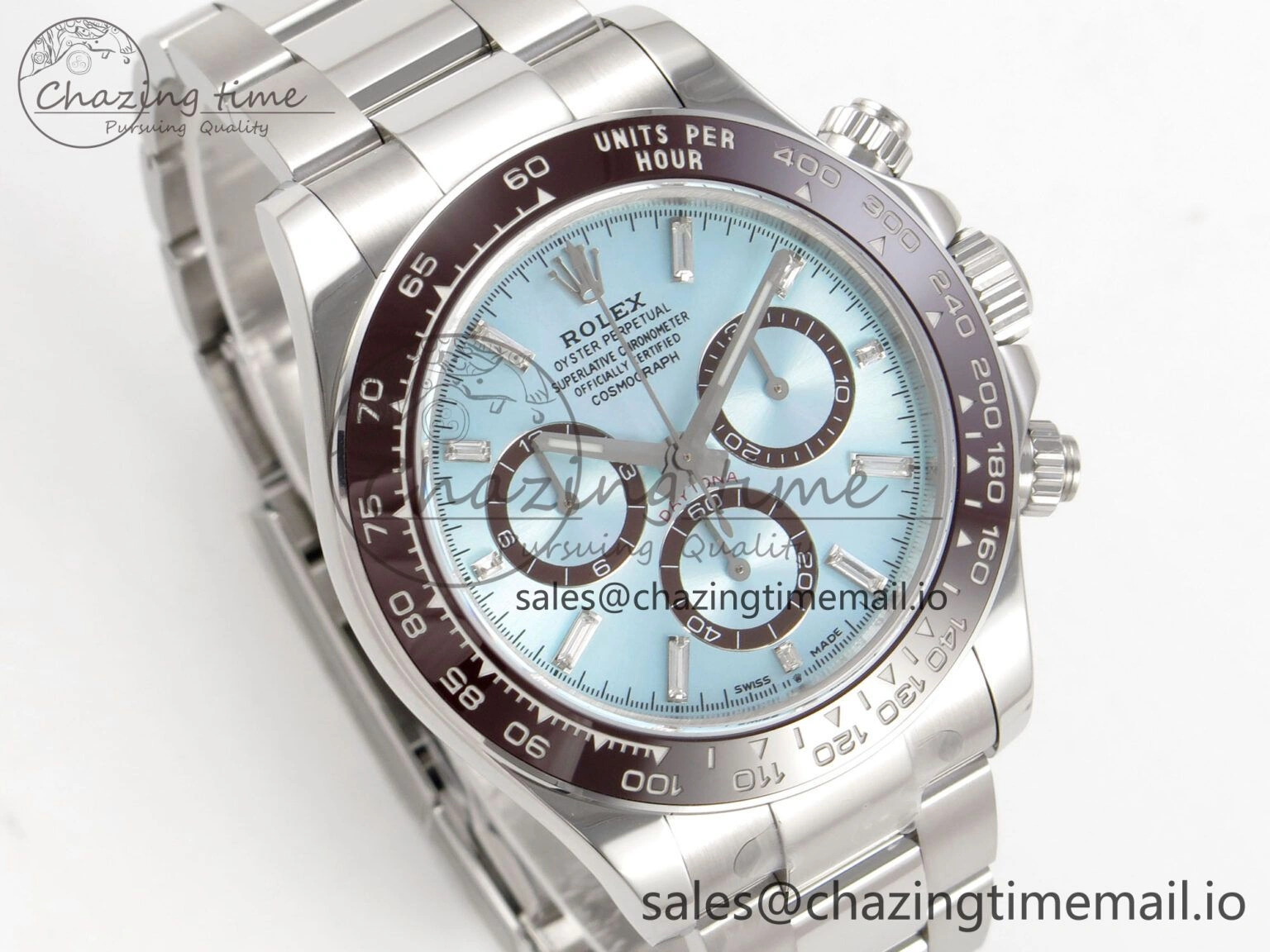 Daytona 126506 904L SS Clean 1:1 Best Edition Ice Blue Dial Diamonds Markers on 904L SS Bracelet Super Clone DD4131