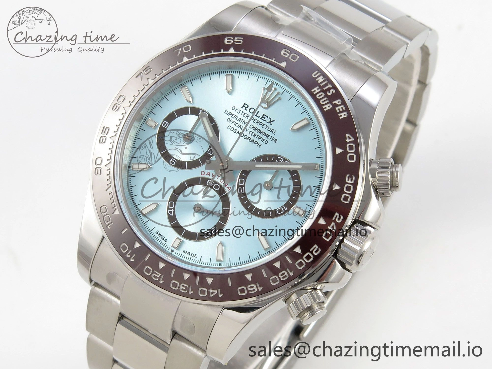 Daytona 126506 904L SS Clean 1:1 Best Edition Ice Blue Dial Sticks Markers on 904L SS Bracelet Super Clone DD4131