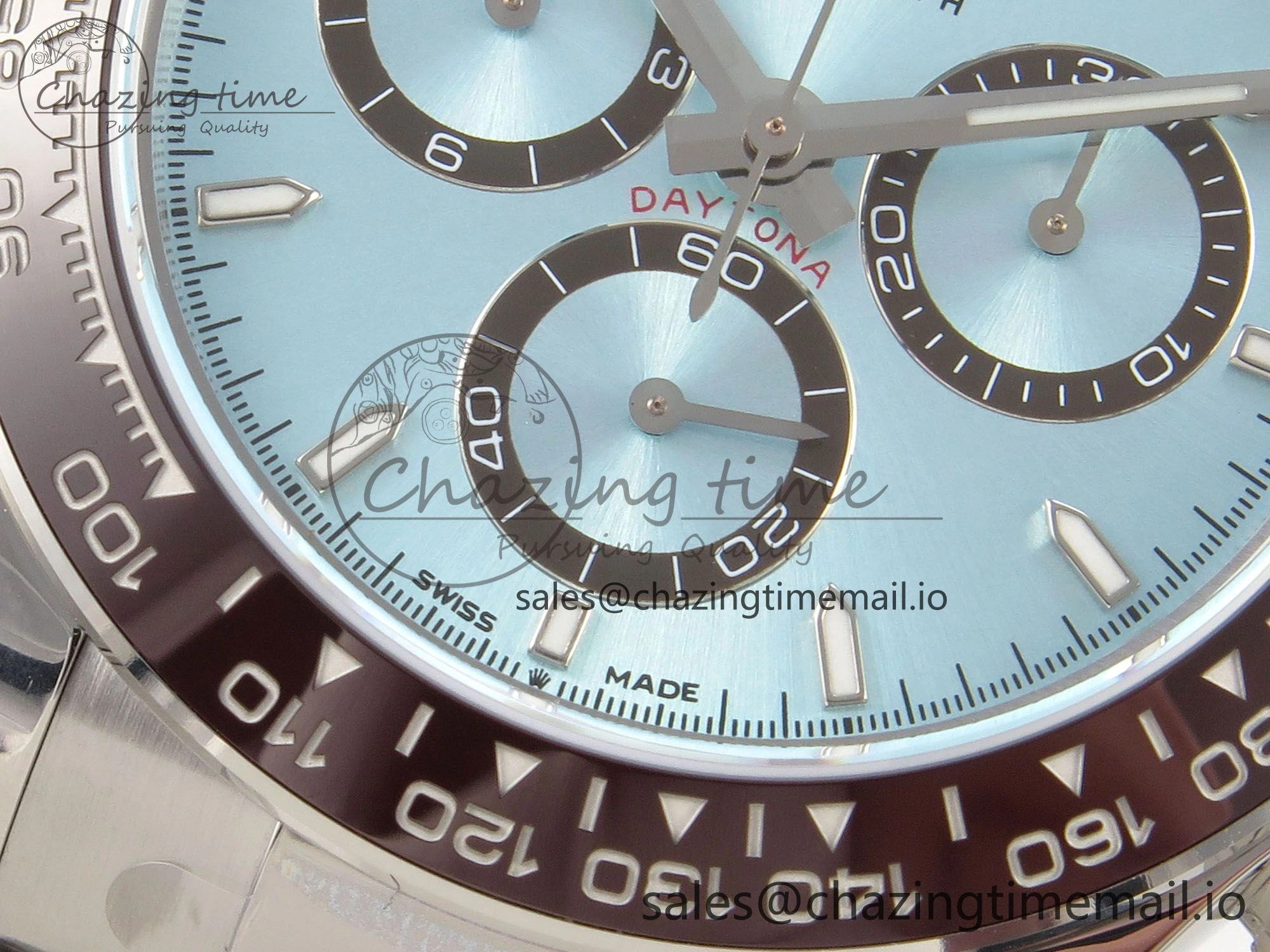 Daytona 126506 904L SS Clean 1:1 Best Edition Ice Blue Dial Sticks Markers on 904L SS Bracelet Super Clone DD4131