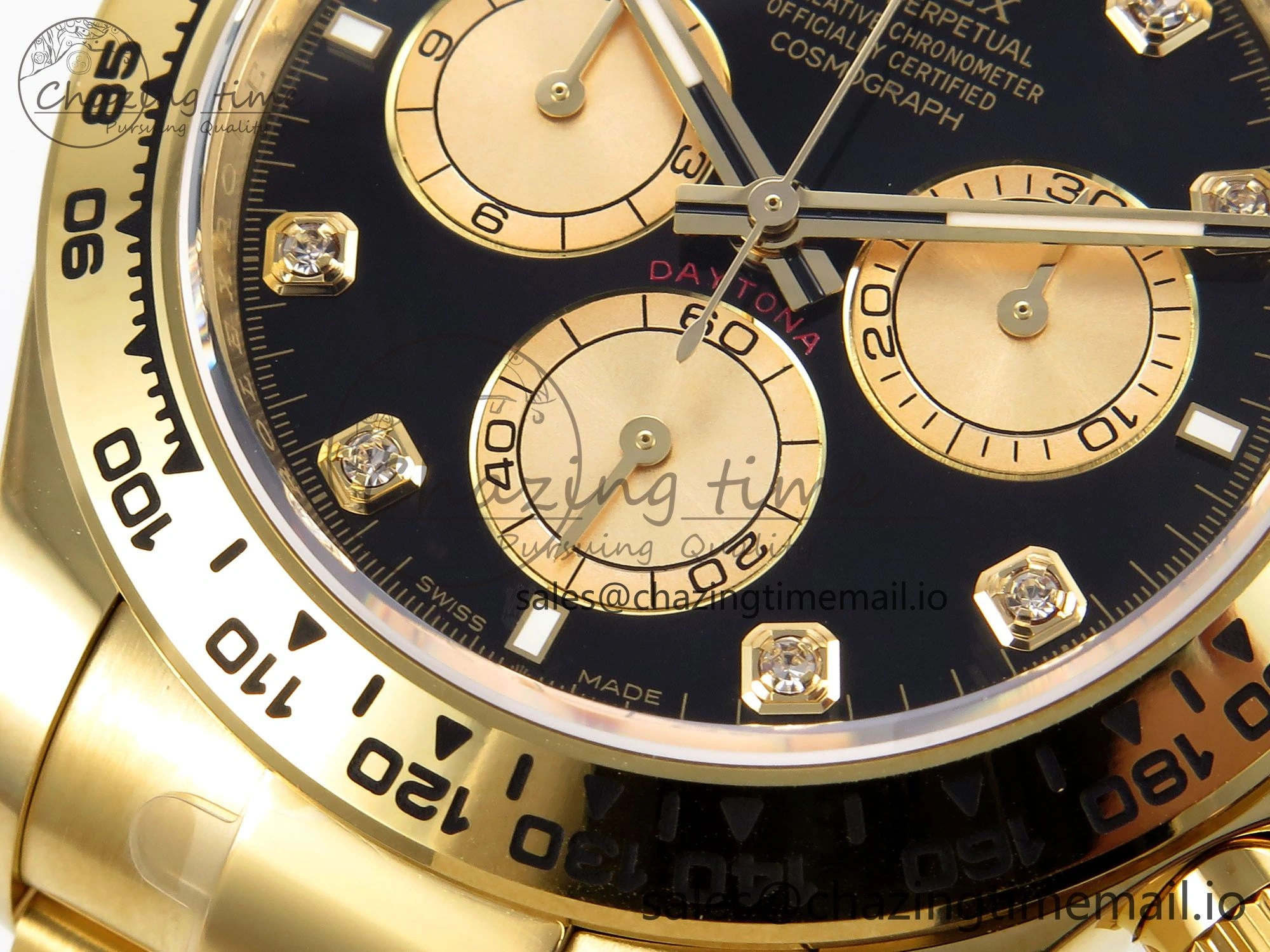Daytona 126508 APSF 1:1 Best Edition YG Black Diamonds Dial on YG Bracelet SH4131
