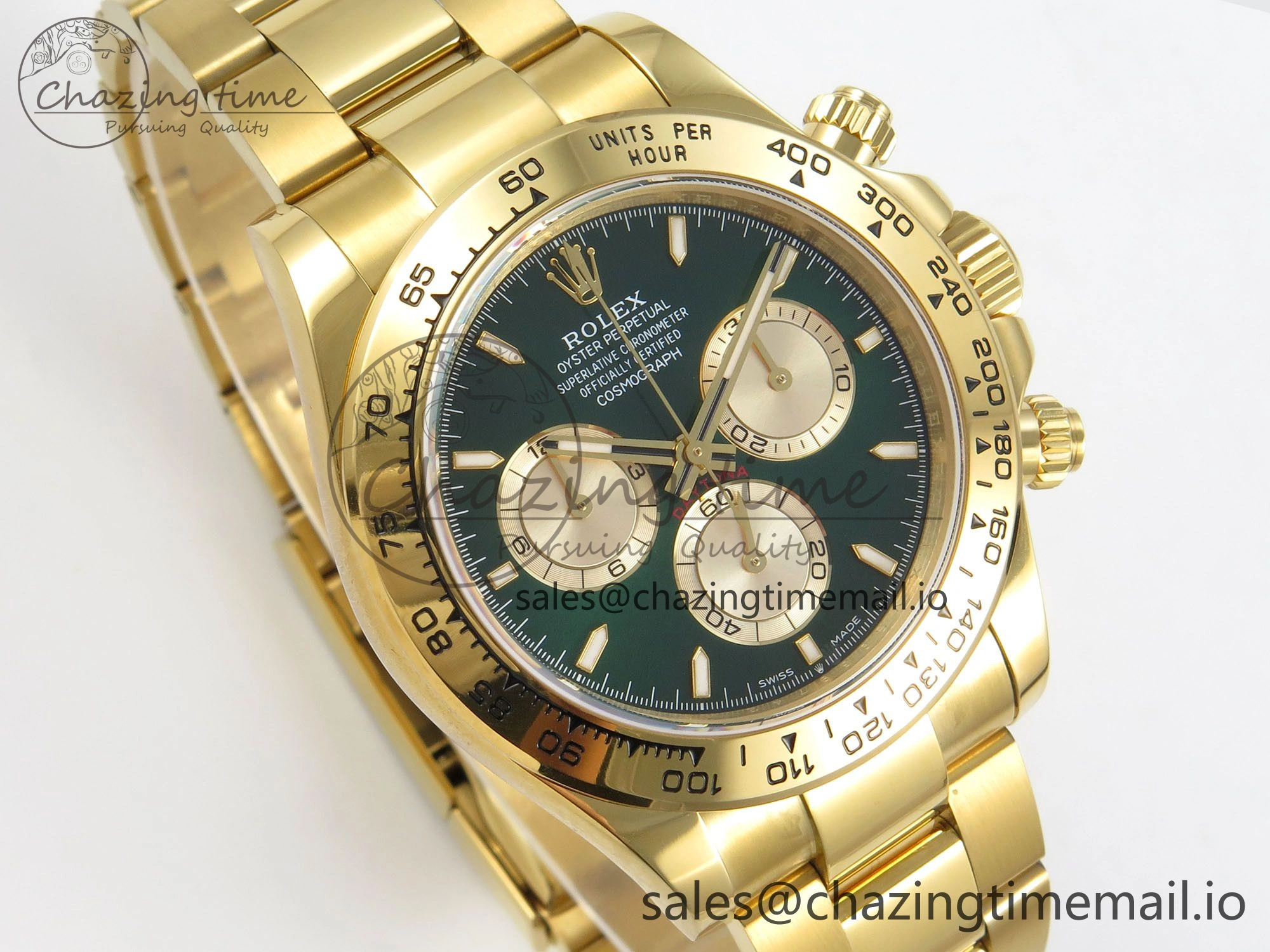Daytona 126508 QF 1:1 Best Edition Green Dial Stick Markers On YG Bracelet SH4131 V6（Gain Weight）