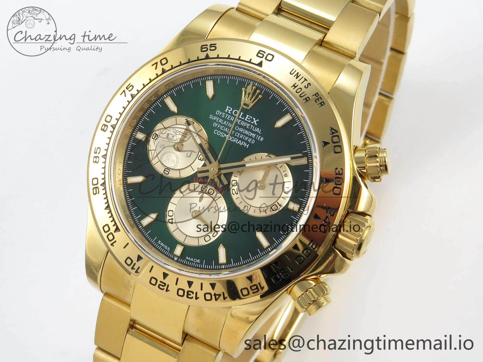 Daytona 126508 QF 1:1 Best Edition Green Dial Stick Markers On YG Bracelet SH4131 V6（Gain Weight）